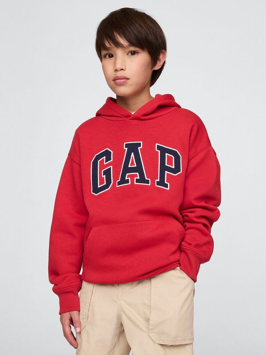 Felpa rossa con cappuccio e logo GAP Bambino_0