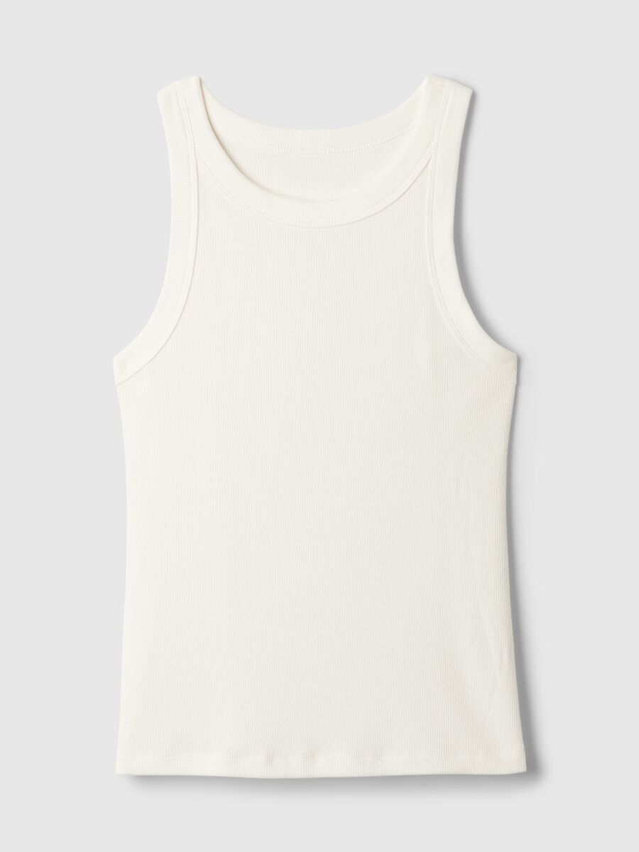 Tank top a costine con scollo halter Donna_3