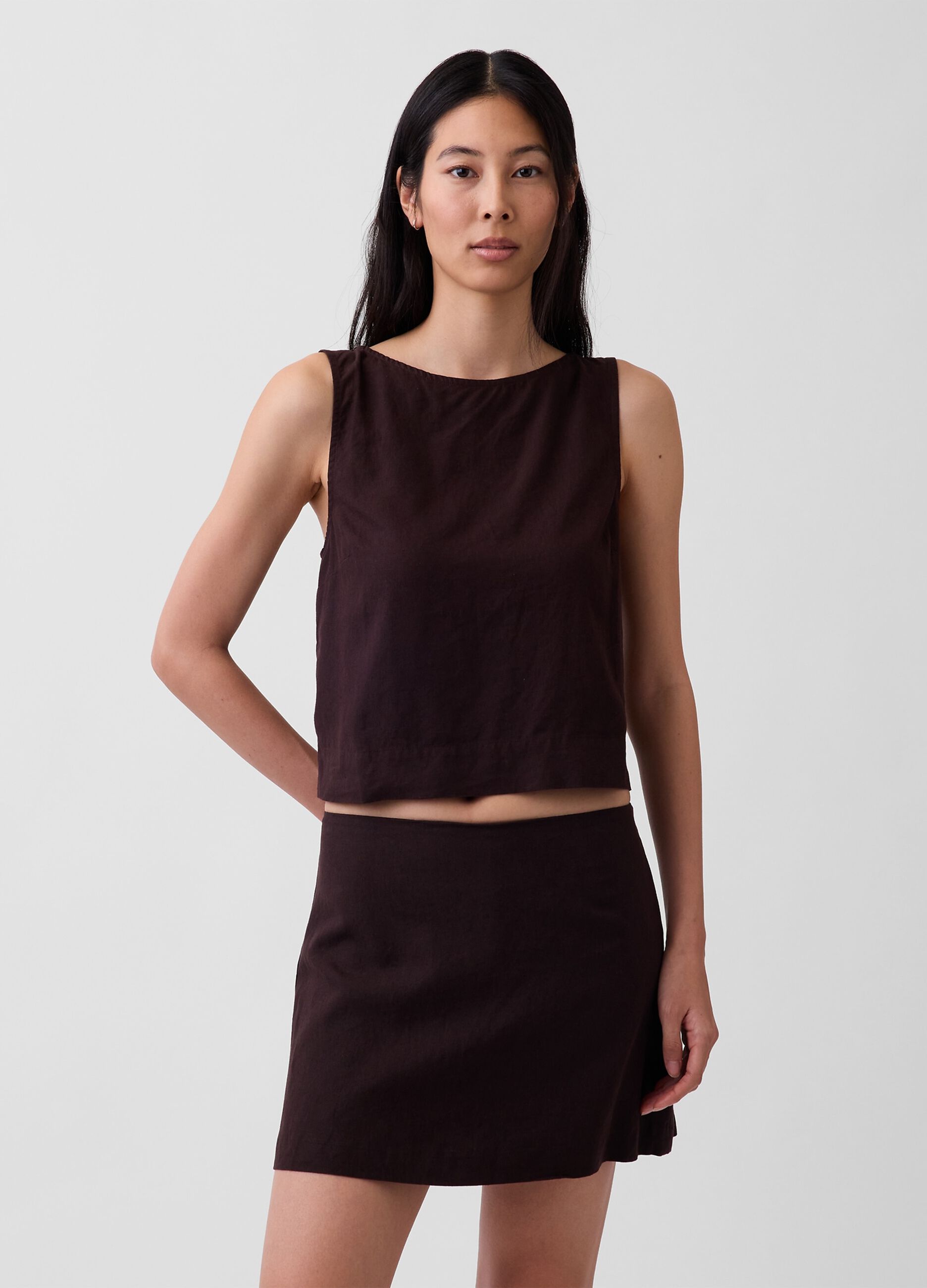 Tank top in misto lino