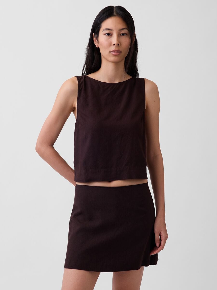 Tank top in misto lino Donna_0