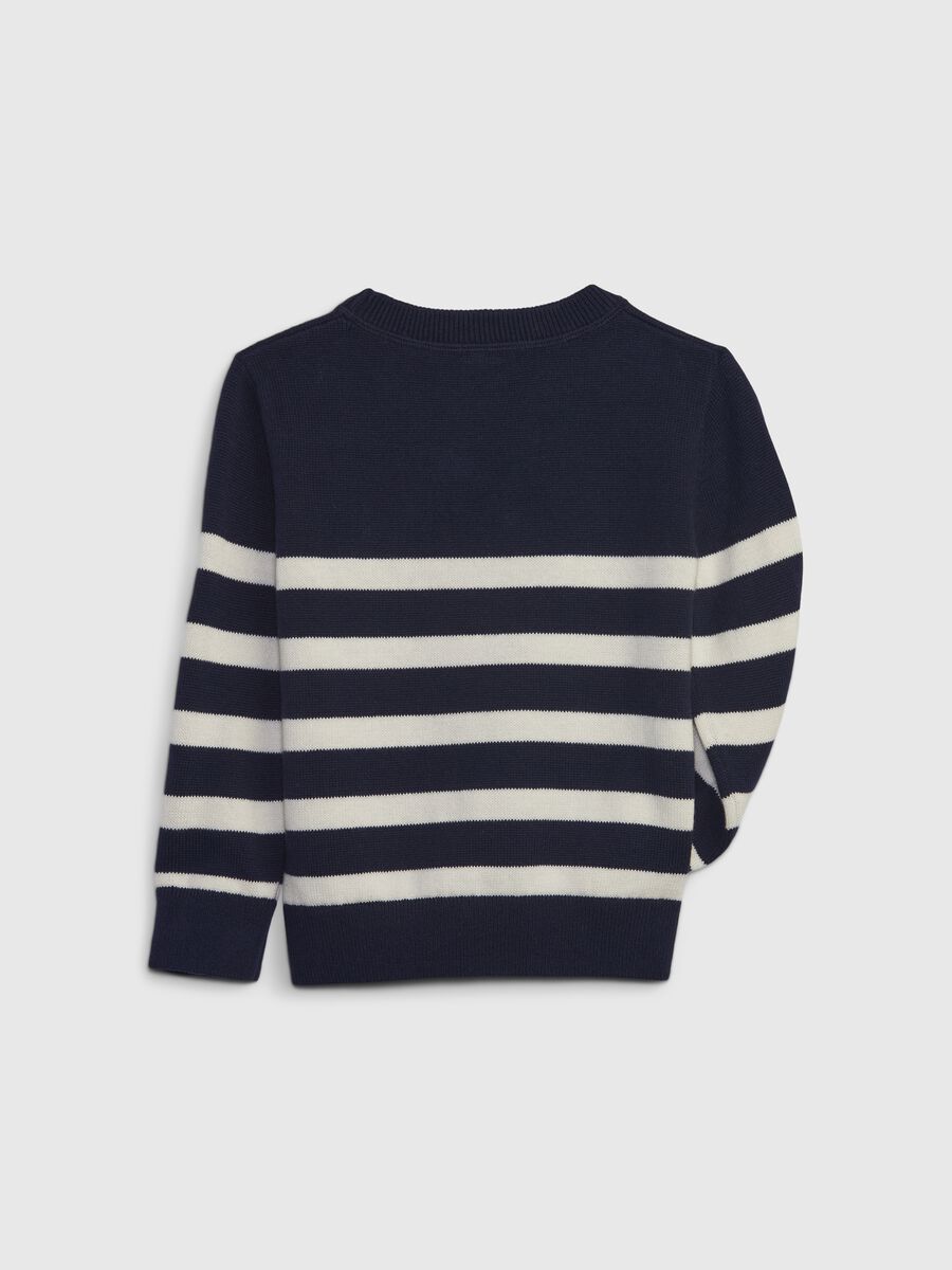 Striped cotton pullover with embroidery Toddler Boy_1