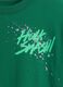 T-shirt verde in cotone con stampa_2