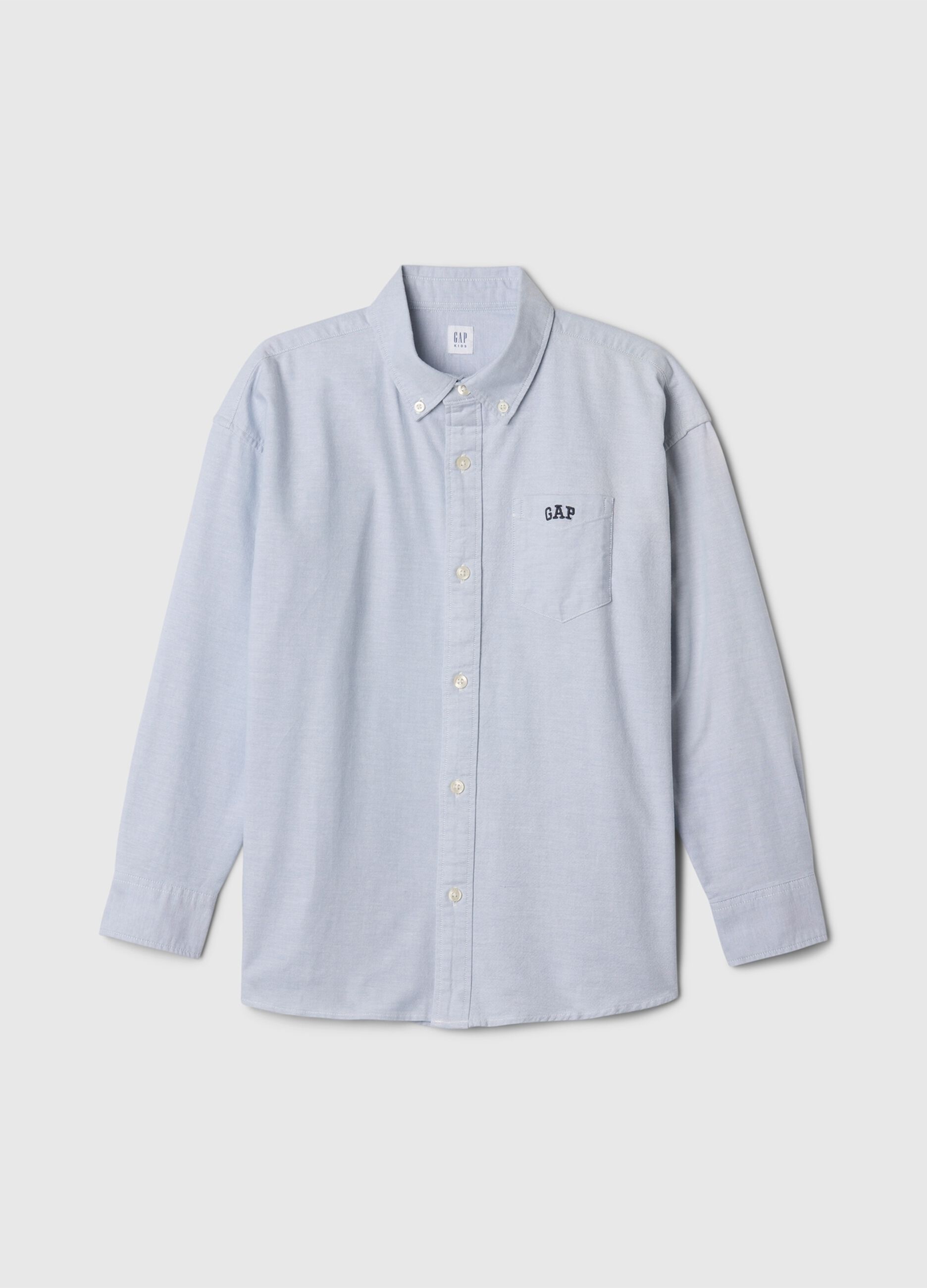 Camicia azzurra elasticizzata in cotone_3