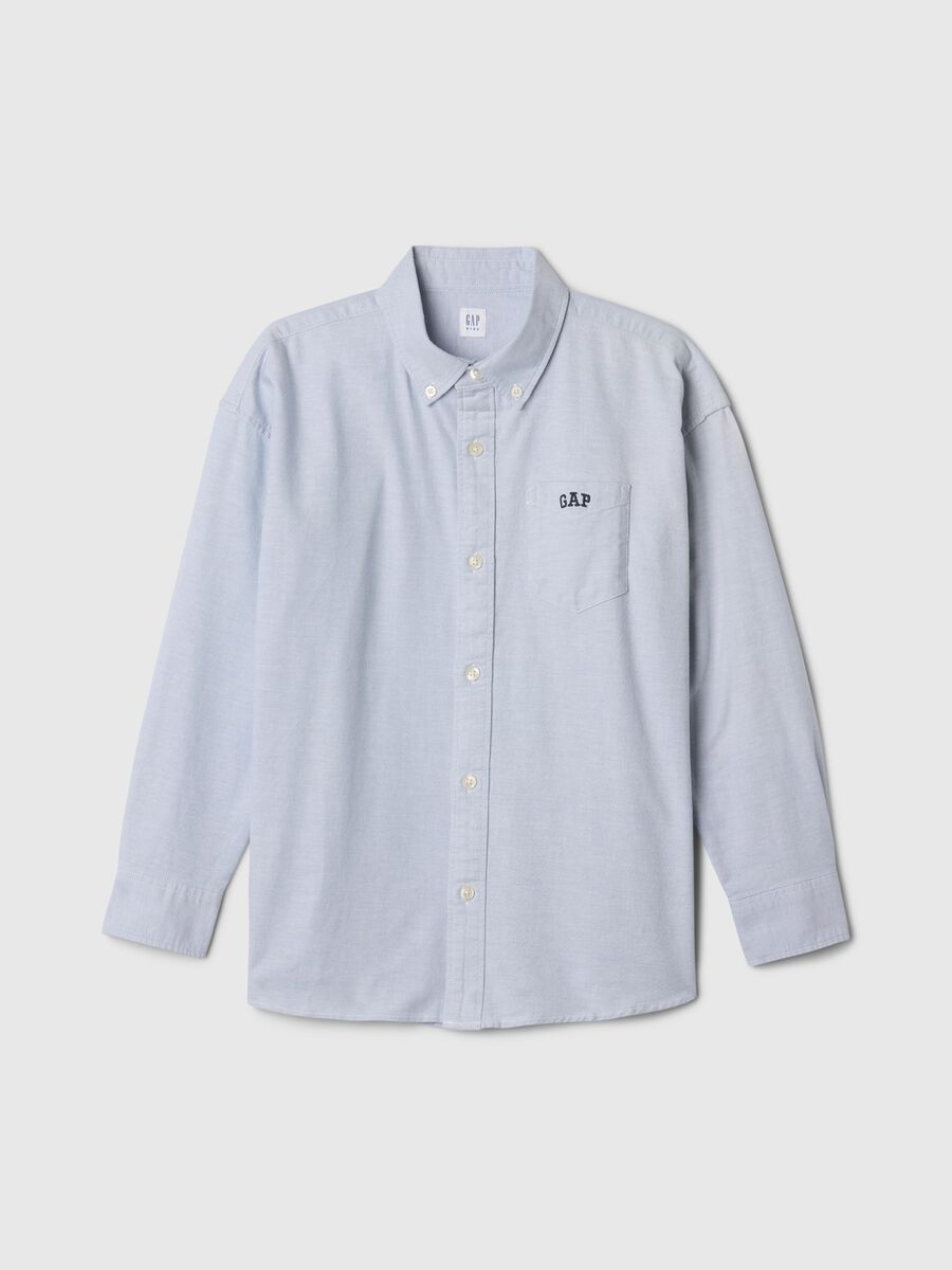 Camicia azzurra elasticizzata in cotone Bambino_3