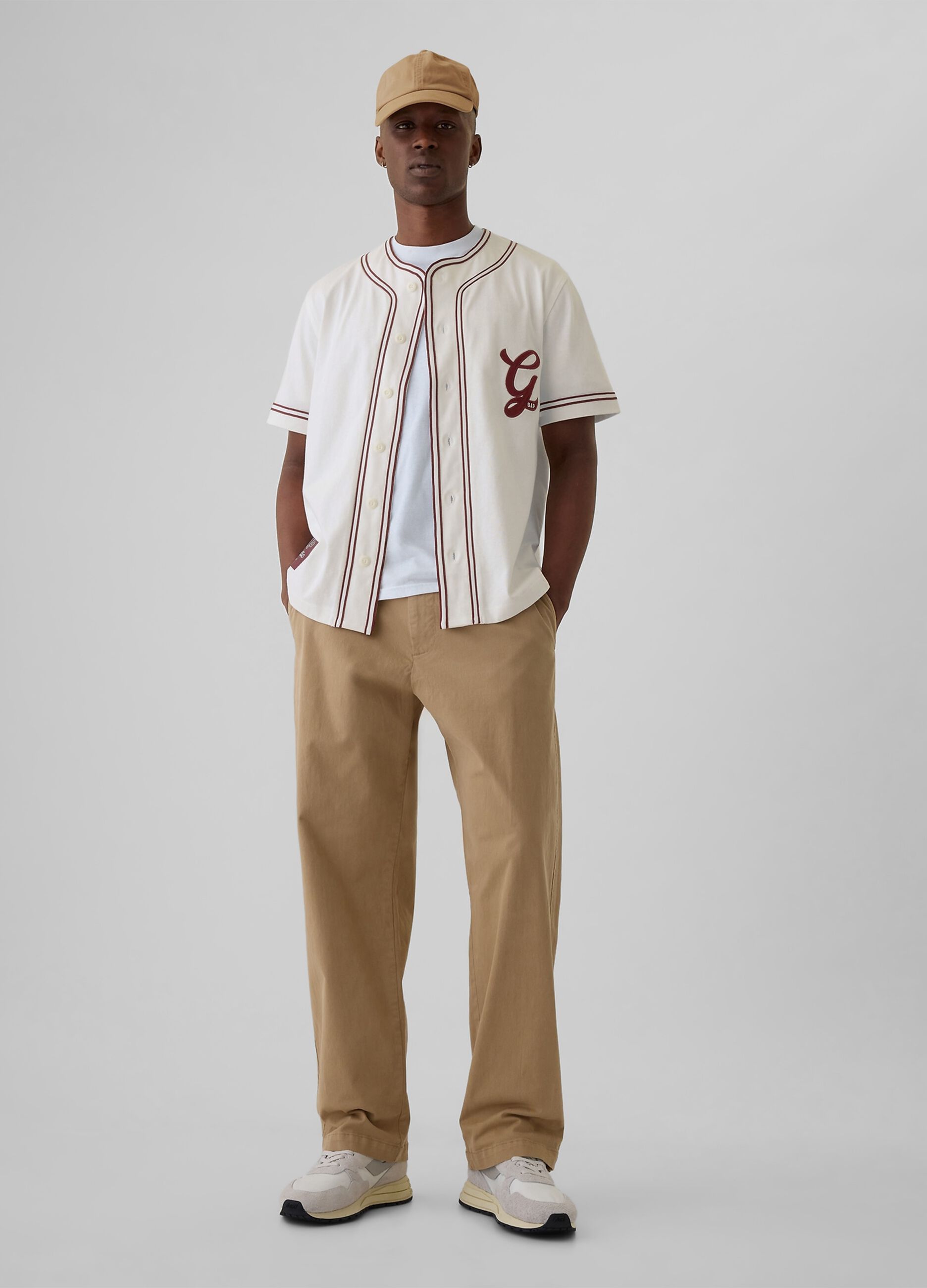T-shirt da baseball in cotone con ricamo logo_1