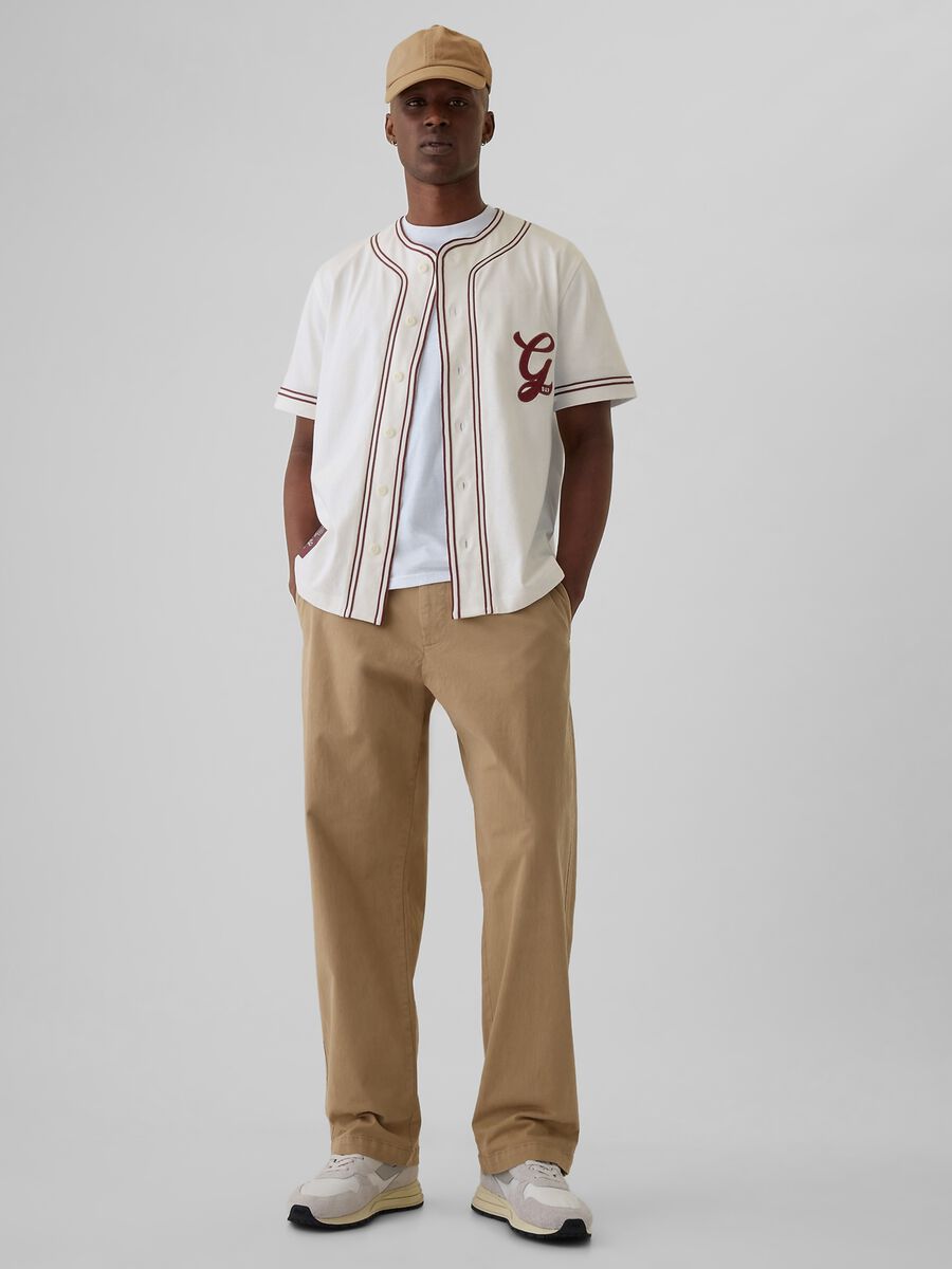 T-shirt da baseball in cotone con ricamo logo Uomo_1