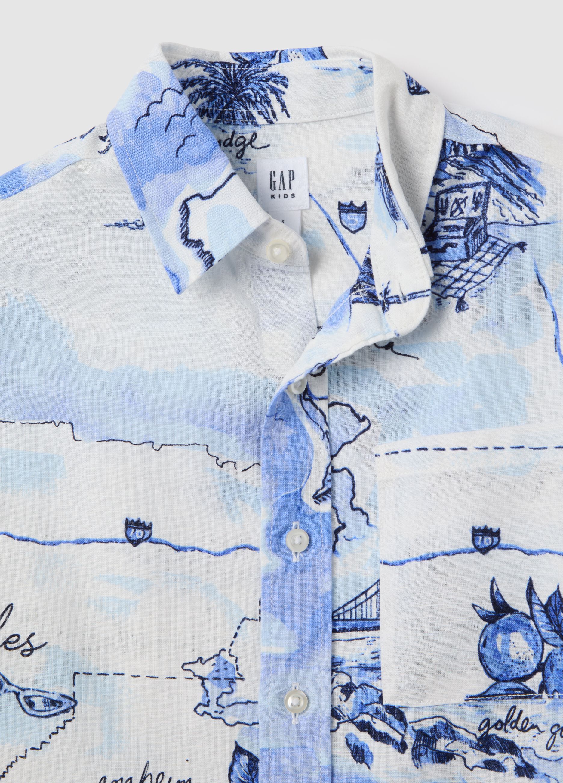 Camicia a tema Los Angeles in Bianco e Azzurro_2