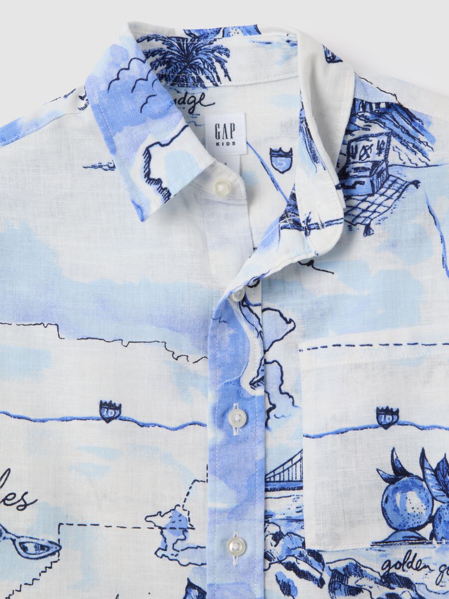 Camicia a tema Los Angeles in Bianco e Azzurro Boy_2