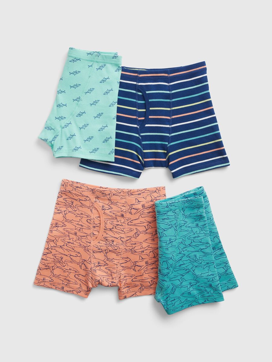 Four-pack striped boxer shorts with shark print Boy_1