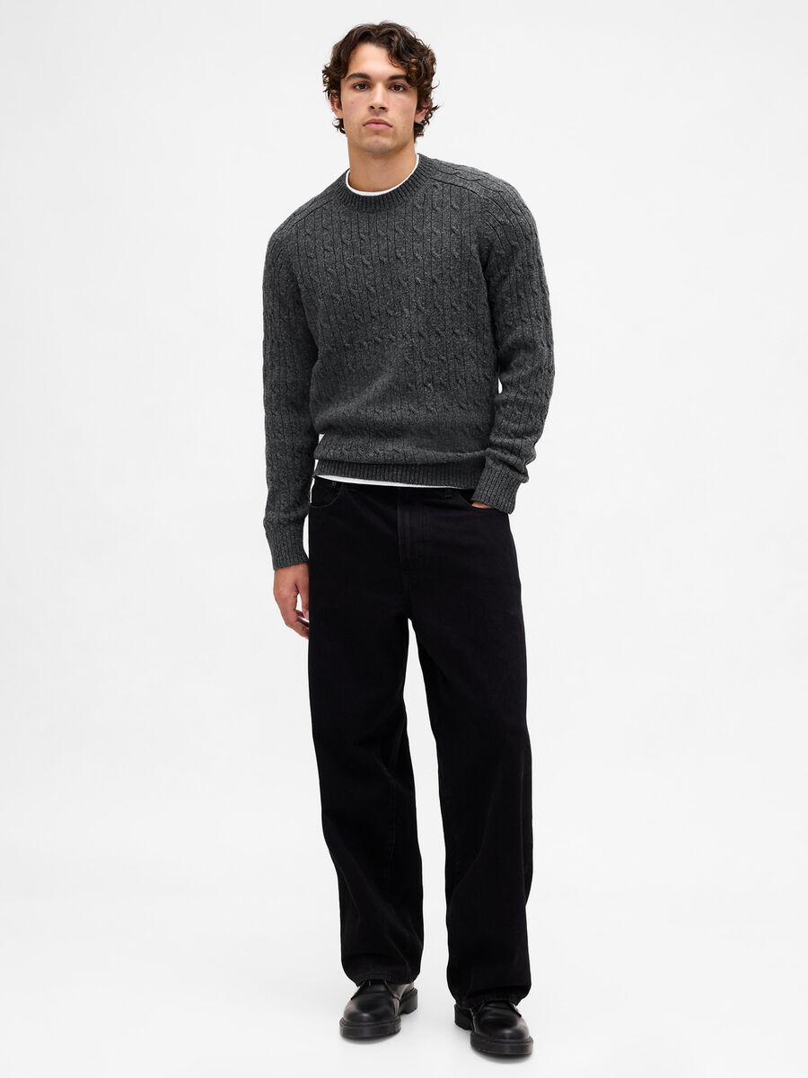 Maglione grigio in lana e poliammide Uomo_0