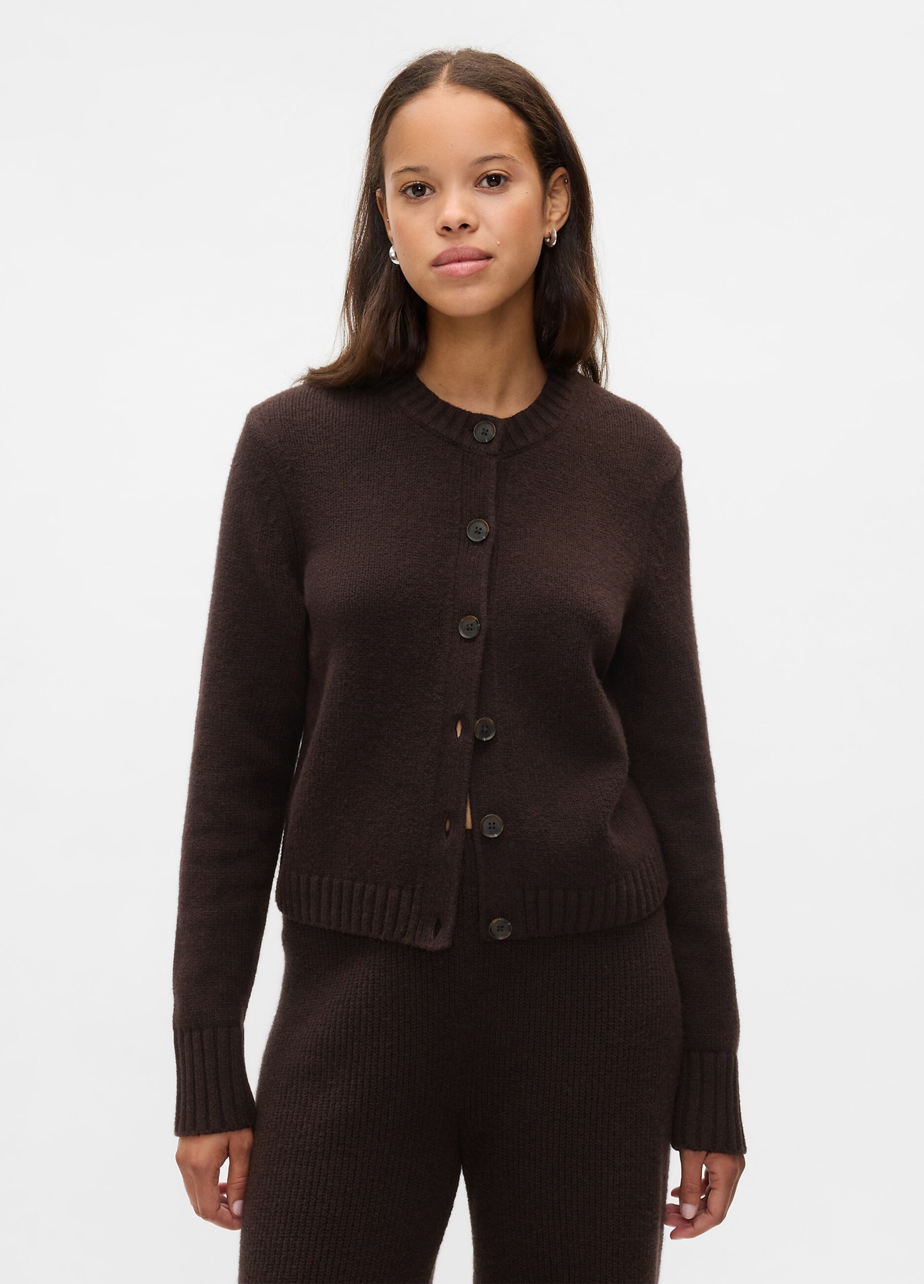 Cardigan girocollo con bottoni striati