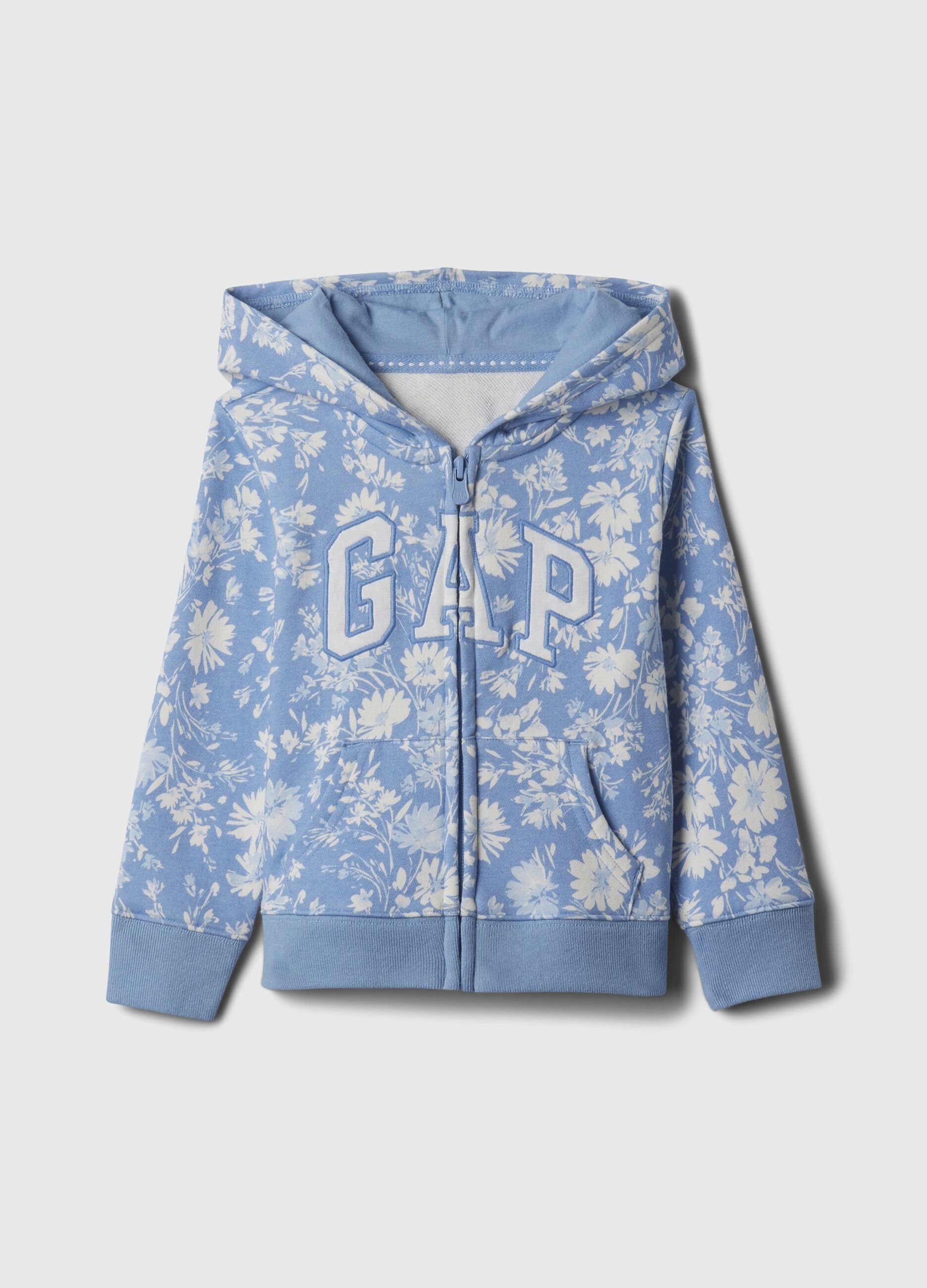 Full-zip in fantasia floreale con ricamo logo