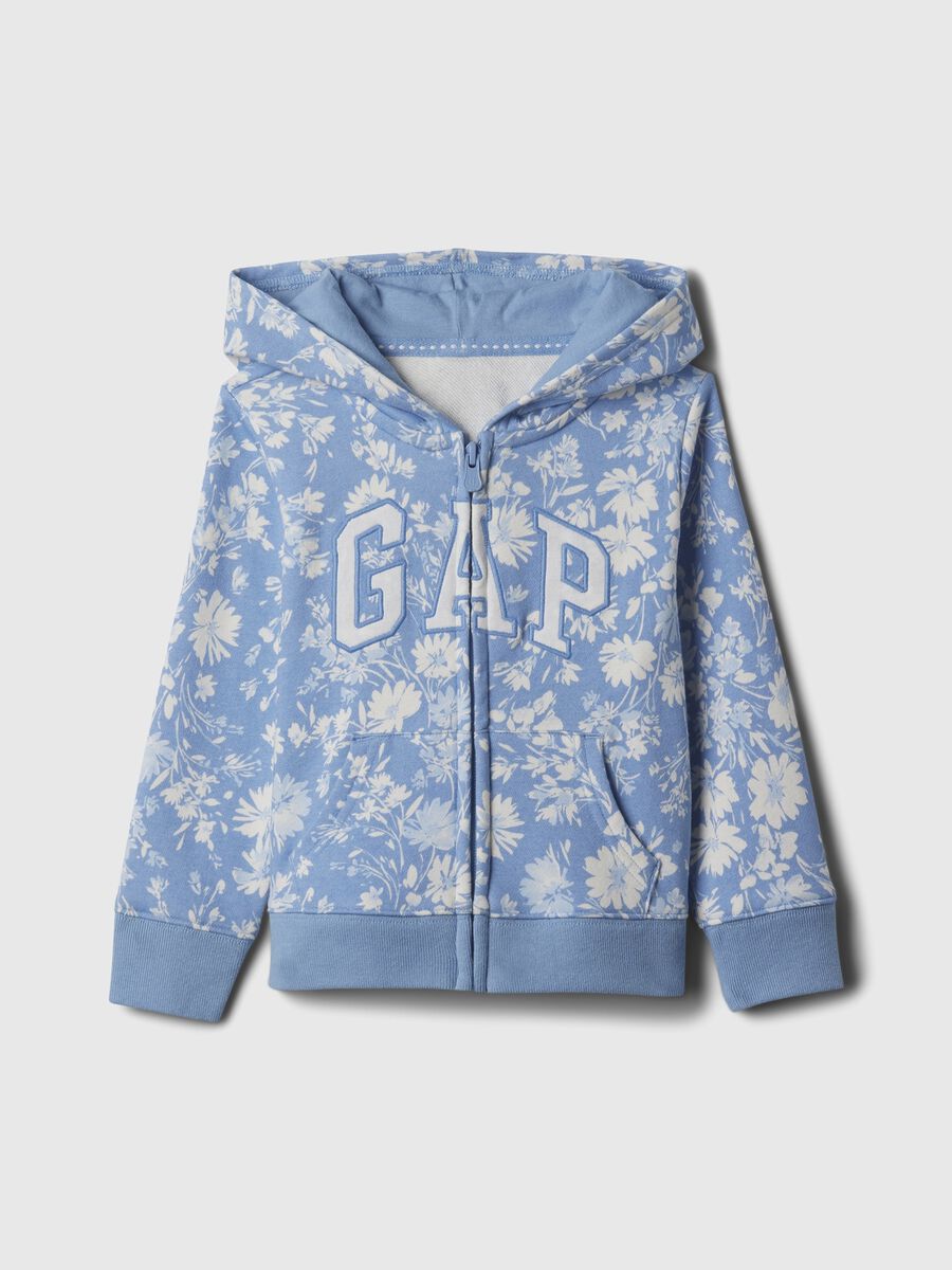 Full-zip in fantasia floreale con ricamo logo Bimba_0