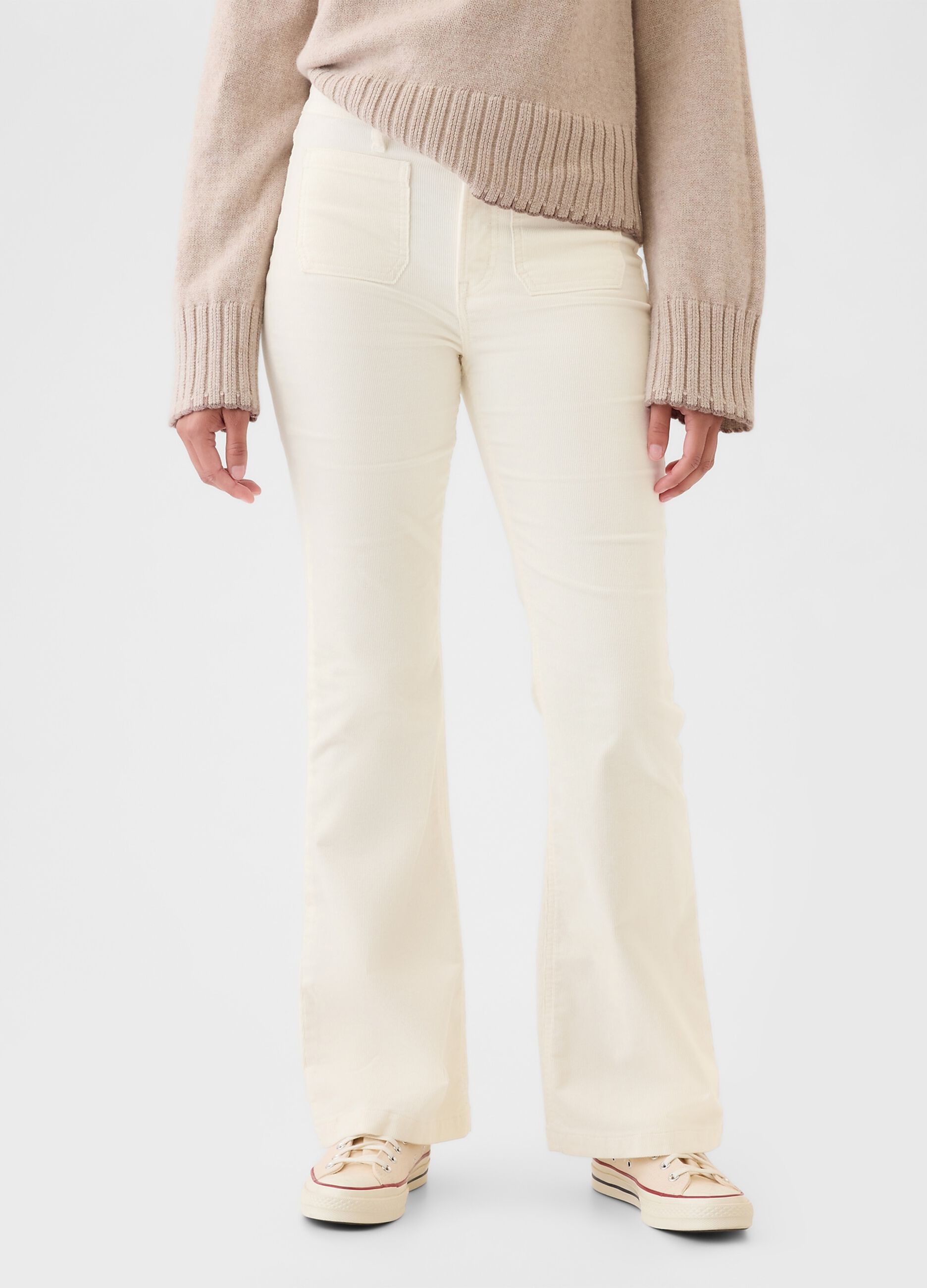 Pantalone flare fit a vita alta in corduroy_1