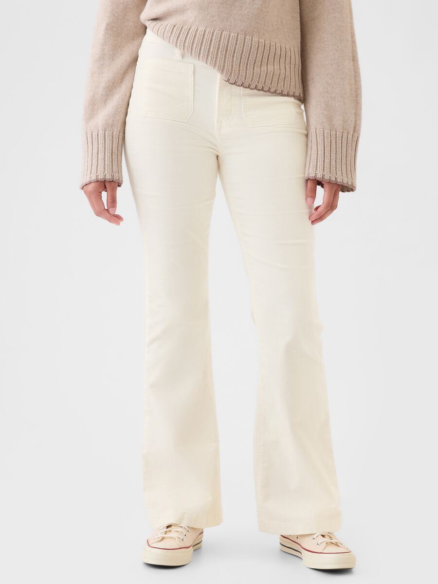 Pantalone flare fit a vita alta in corduroy Donna_1