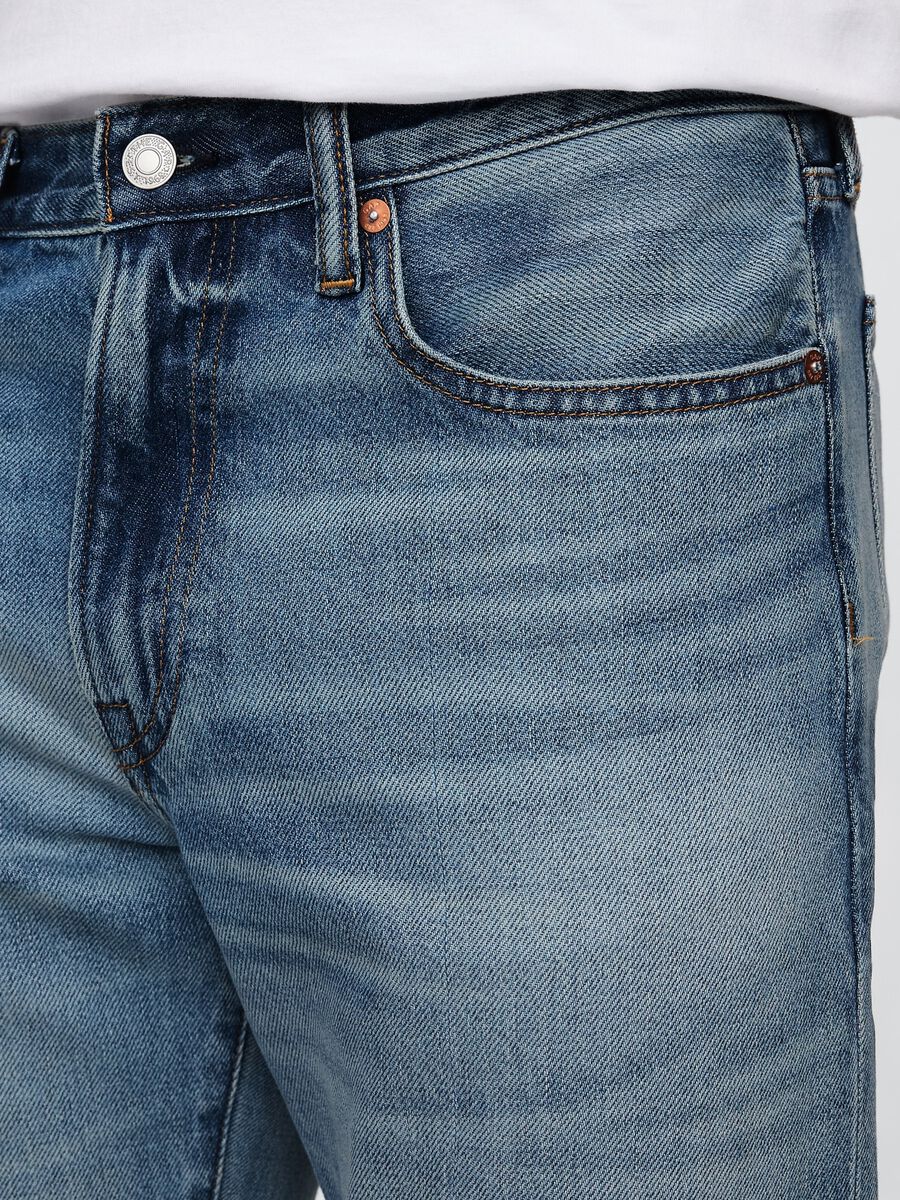 Jeans blu regular in misto cotone e Lyocell Unisex_4
