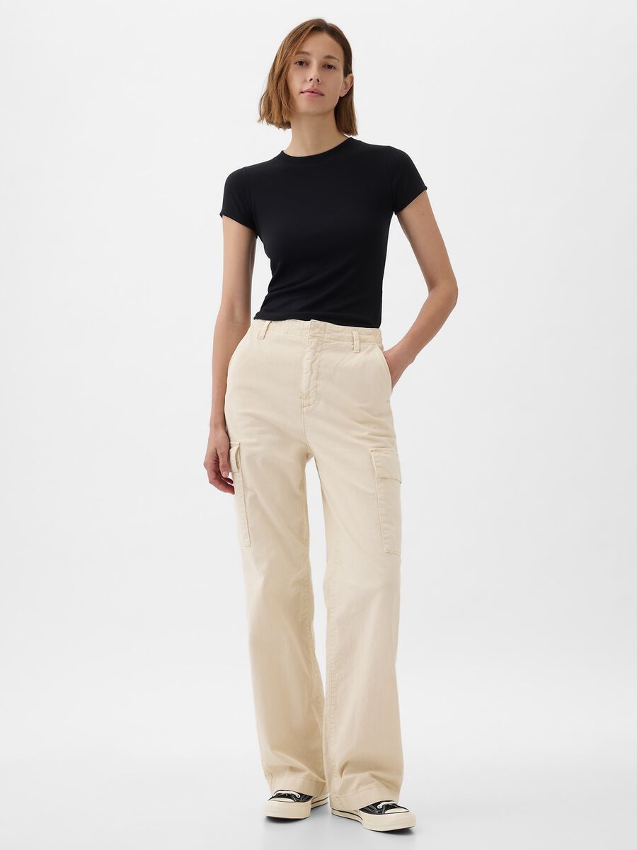 Pantaloni cargo loose fit in cotone Donna_0