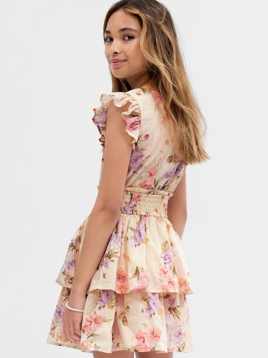 Floral dress in cotton with flounce Girl_1