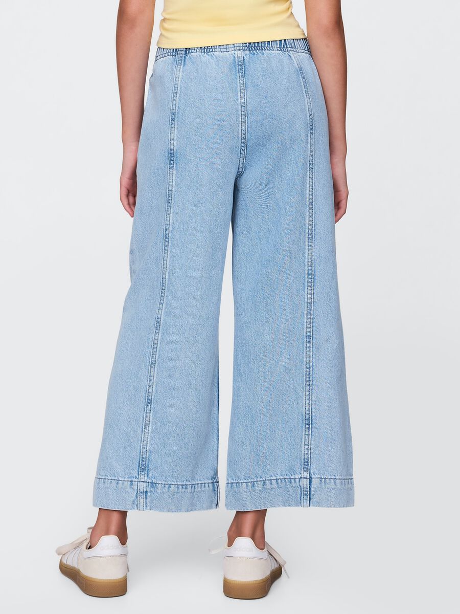 Wide-Leg Denim Trousers GAP Kids Girl_2