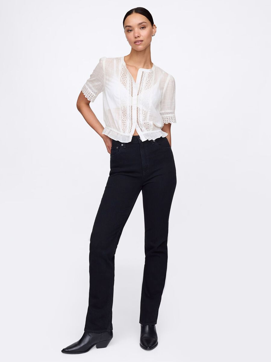 Blusa bianca ricamata in cotone Donna_1