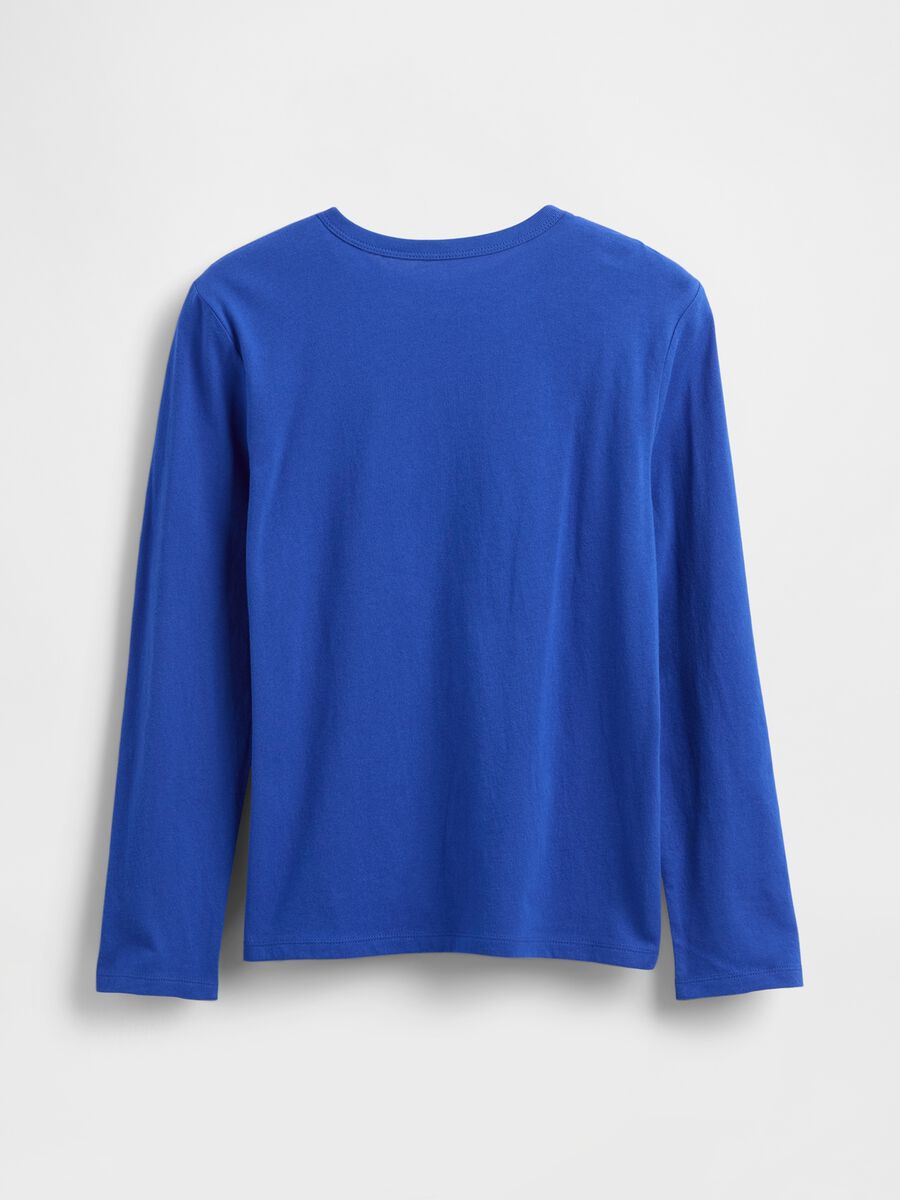 Maglia blu a maniche lunghe in cotone Bambino_1