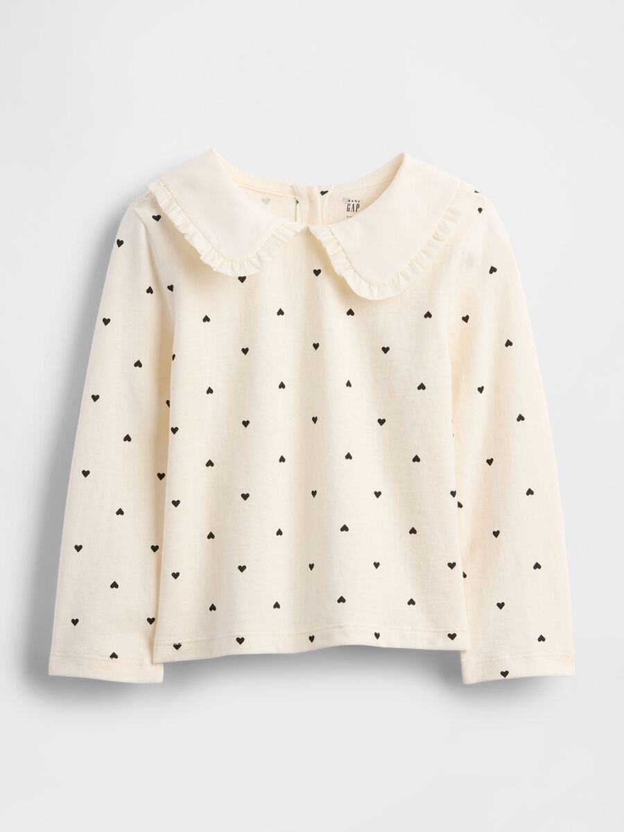 White Long Sleeve Top with Decorative Collar Girl_0