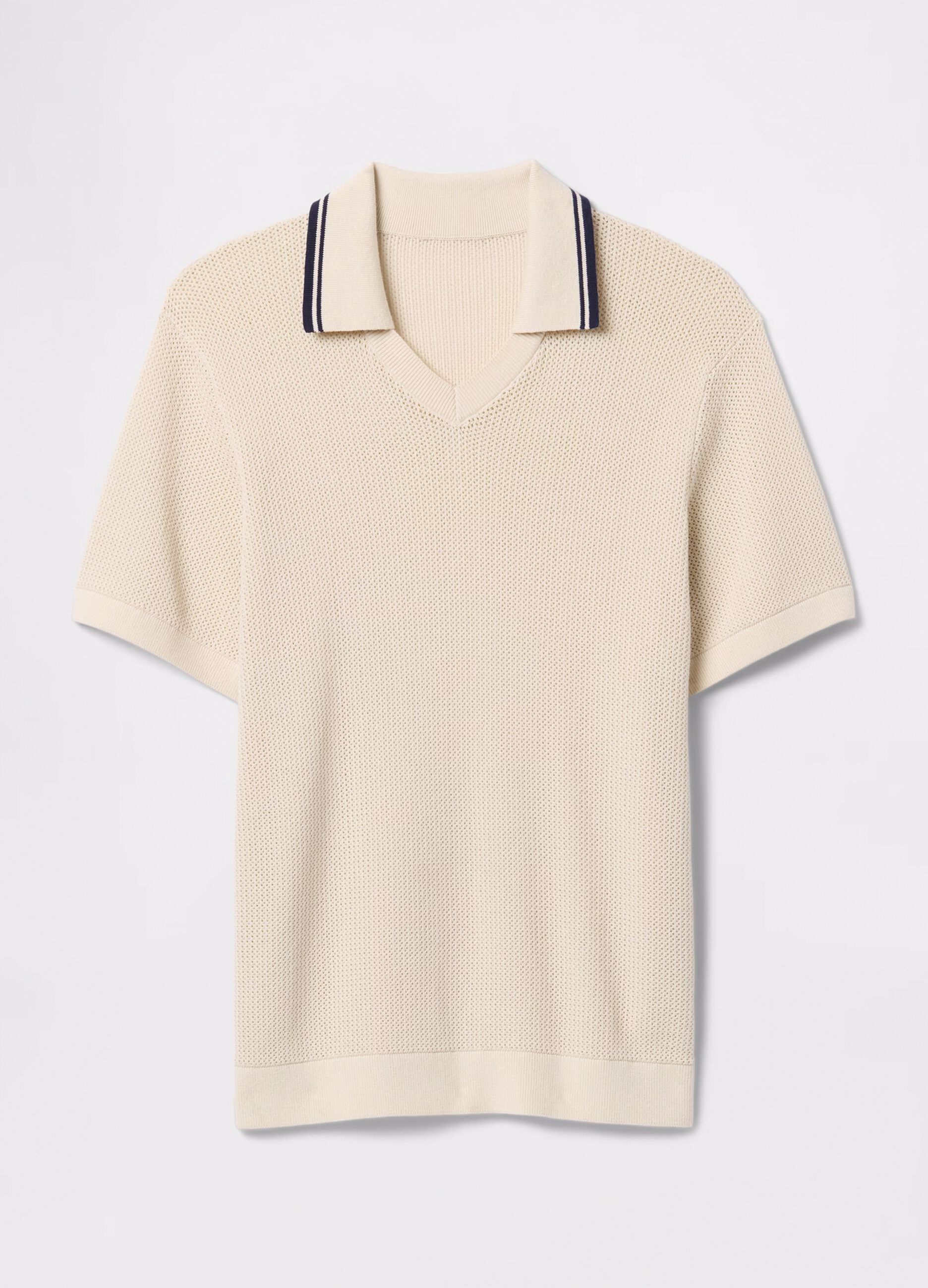Polo traforata in cotone beige _4