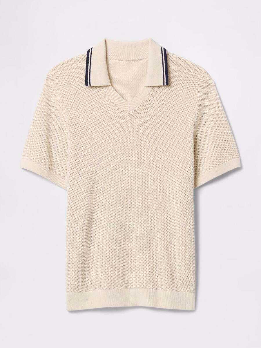Polo traforata in cotone beige  Uomo_4