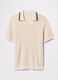 Polo traforata in cotone beige _4