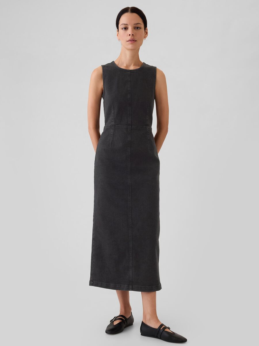 Vestito lungo smanicato in denim Donna_0