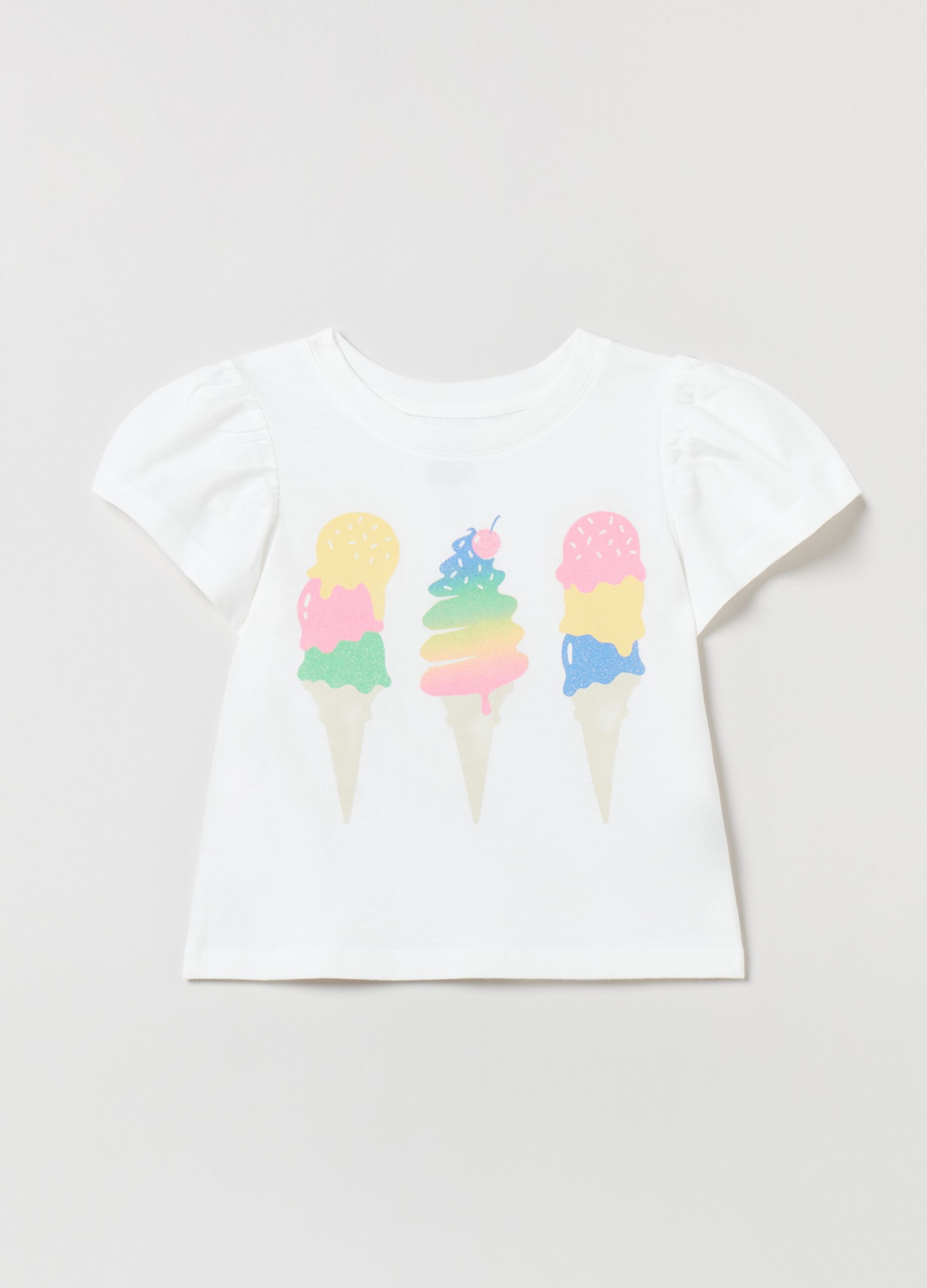 T-shirt in cotone bio con stampa gelati