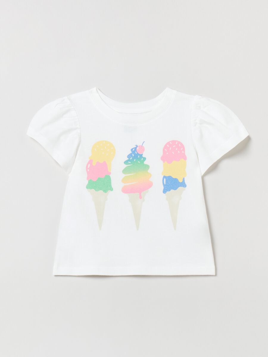 Organic cotton T-shirt with ice creams print Newborn Boy_0