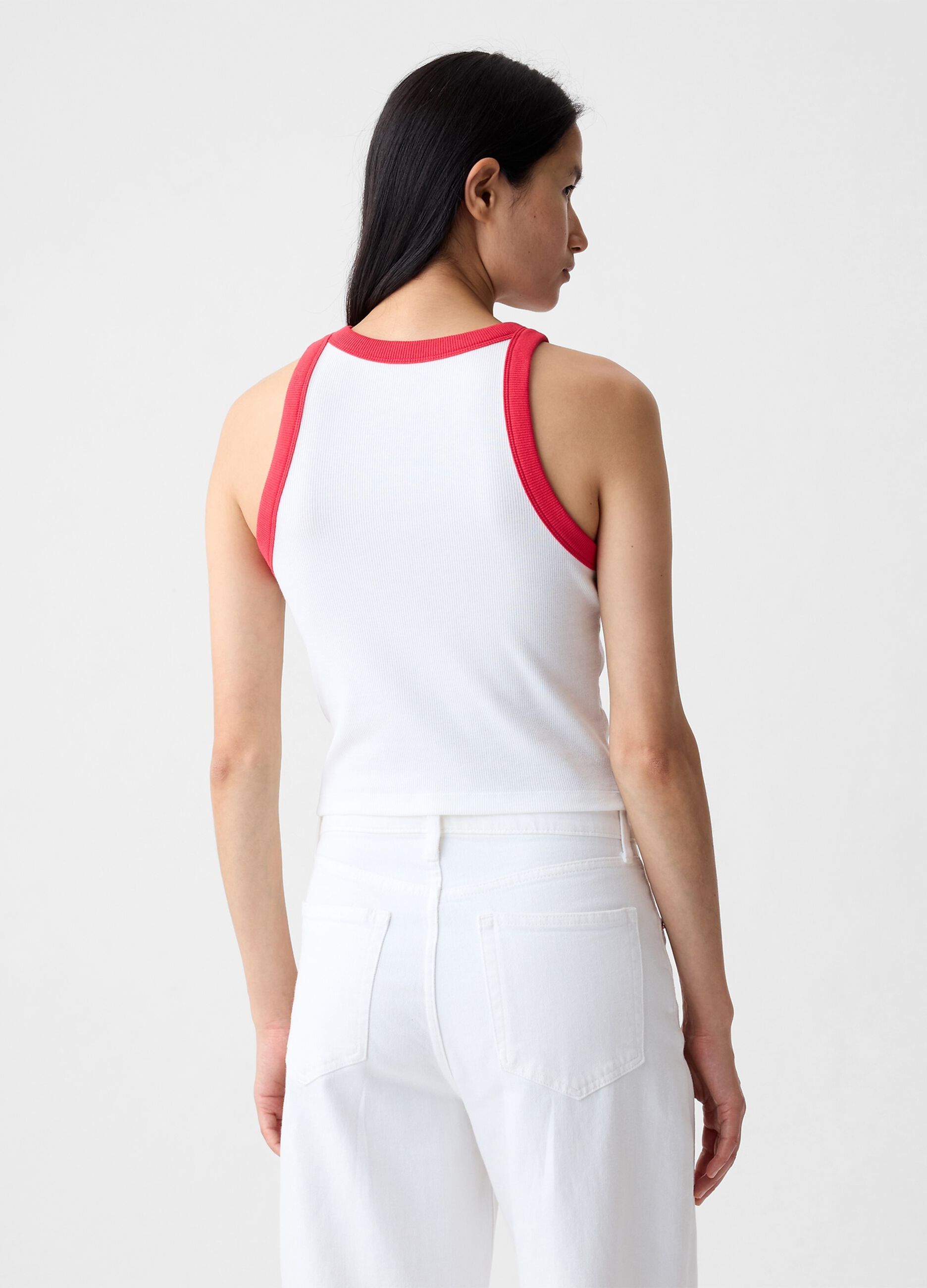 Tank top crop a costine con scollo halter_2