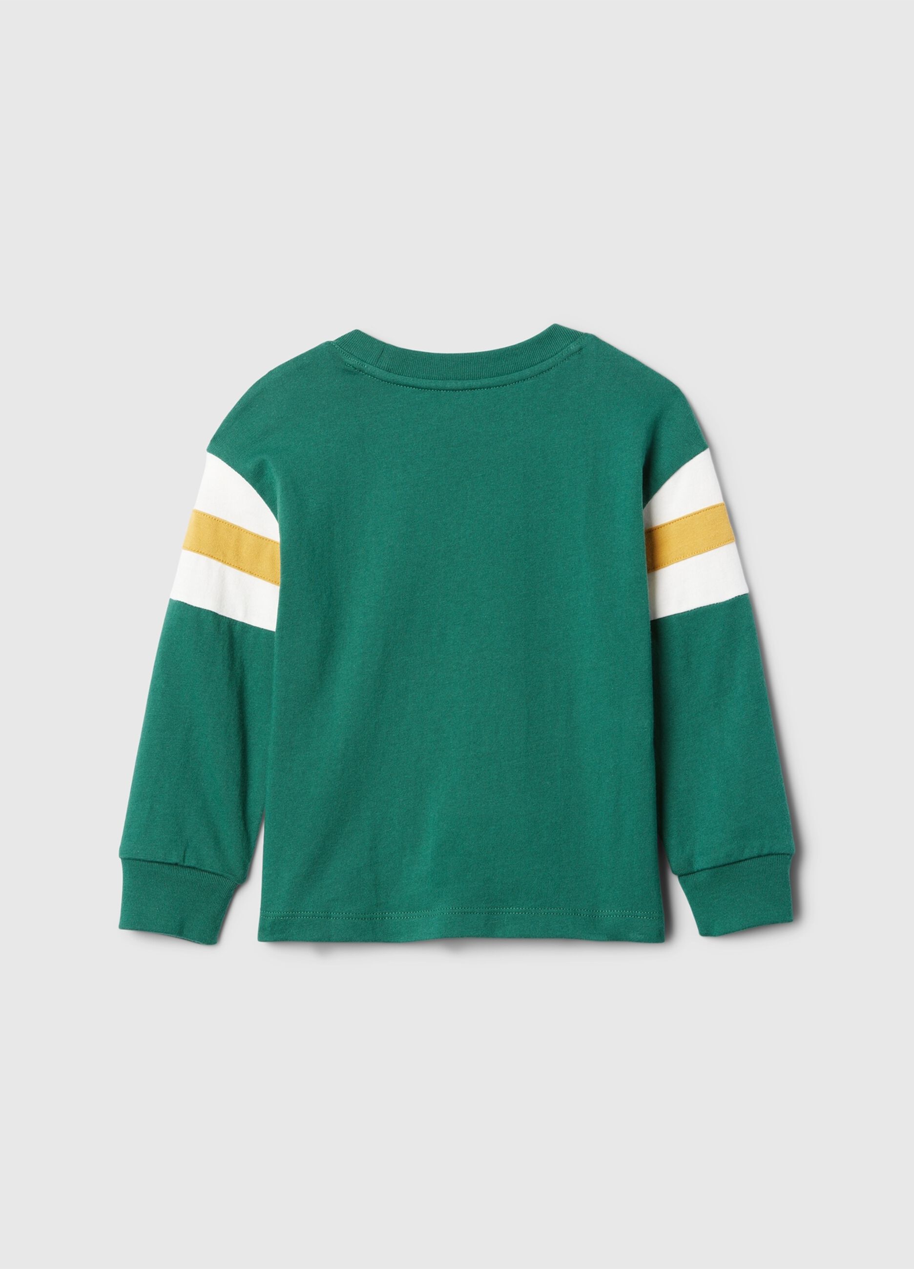 T-shirt con inserto a righe e ricamo orsetto_1