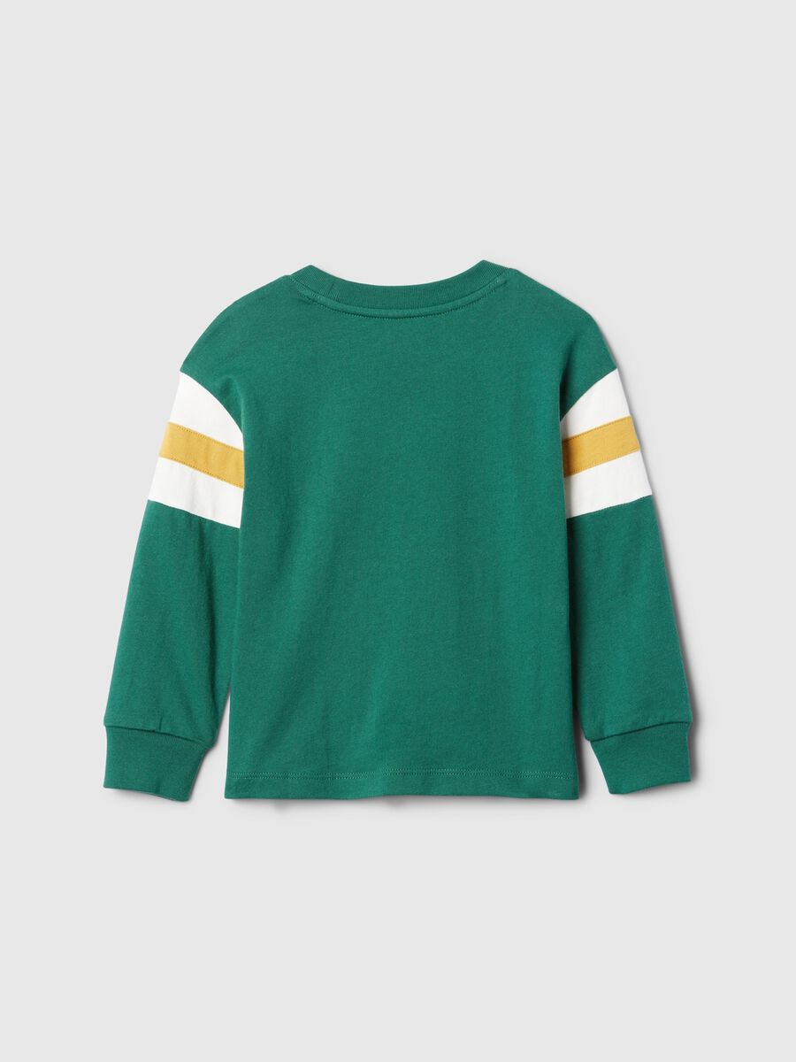 T-shirt con inserto a righe e ricamo orsetto Bimbo_1