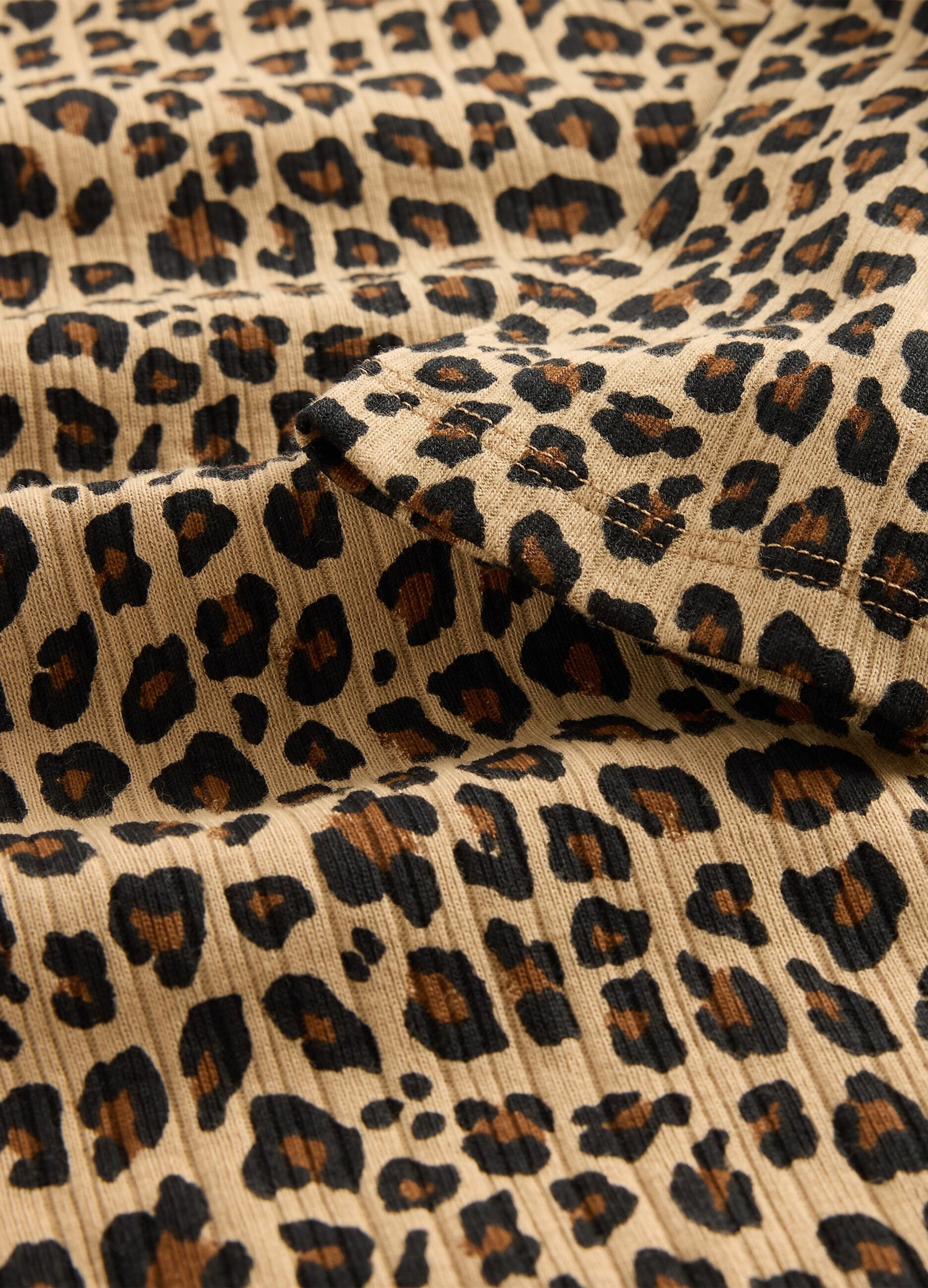 Brown Leopard Cotton Long Sleeve Top_4