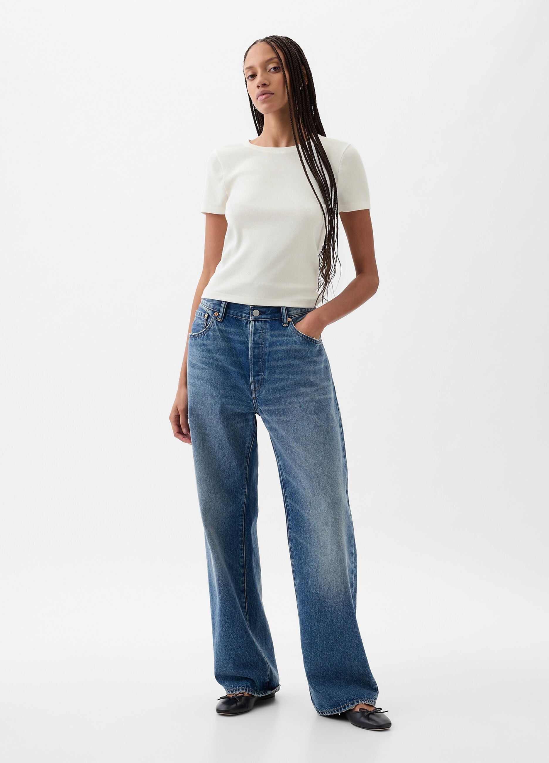 Ribbed T-shirt in stretch modal and cotton_1