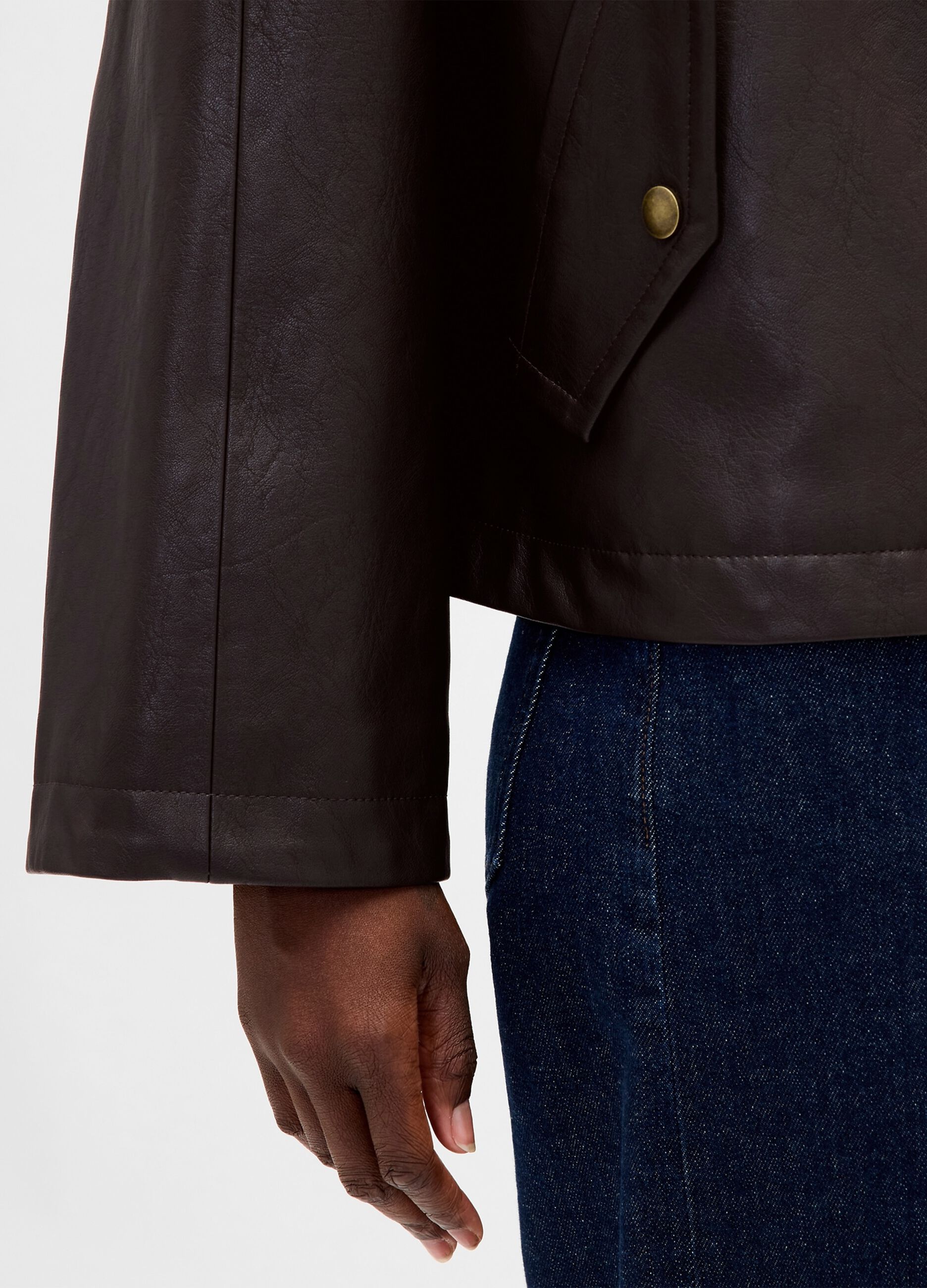 Brown Faux Leather Jacket_4