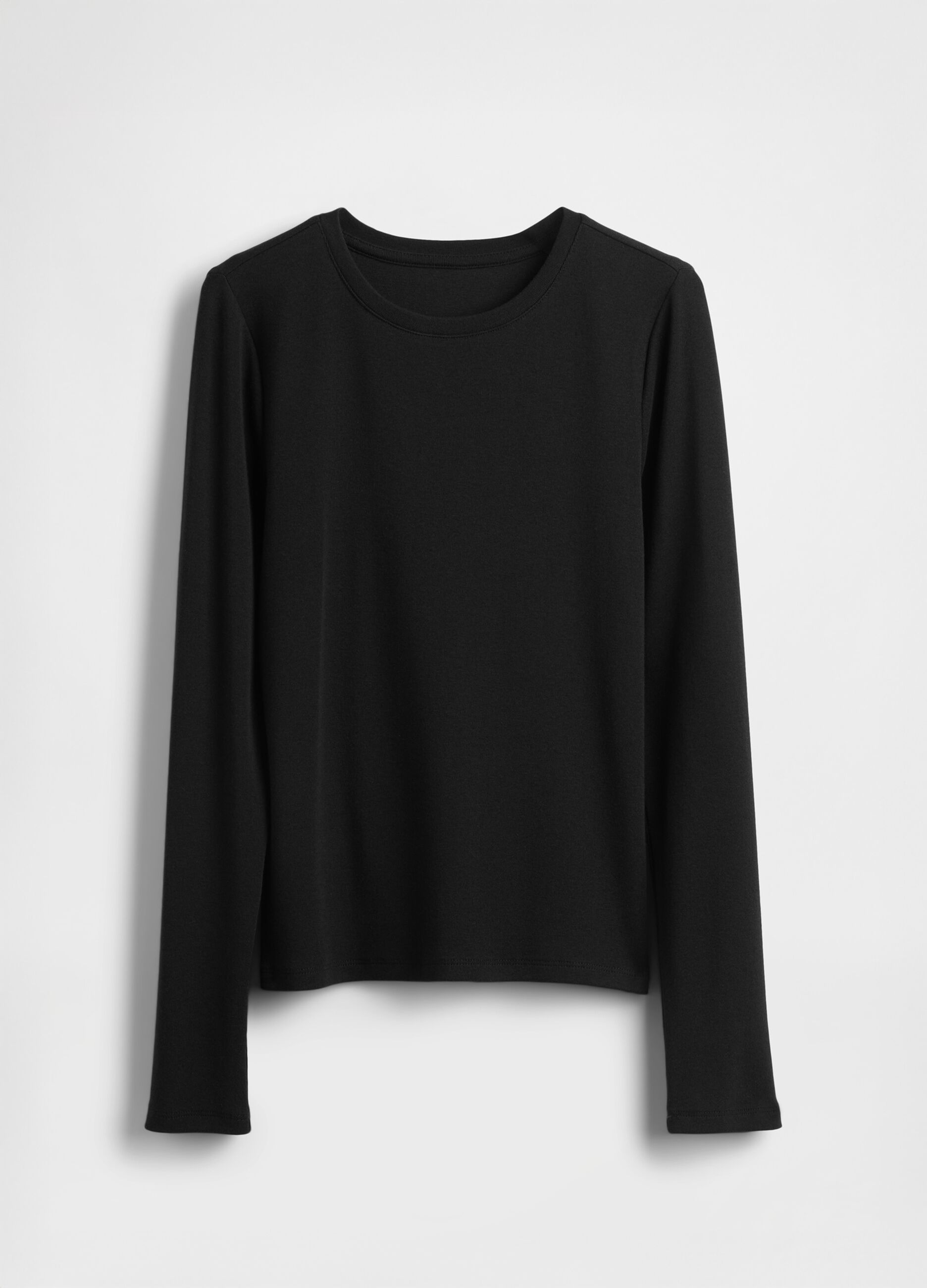 Maglia nera elasticizzata a maniche lunghe_3