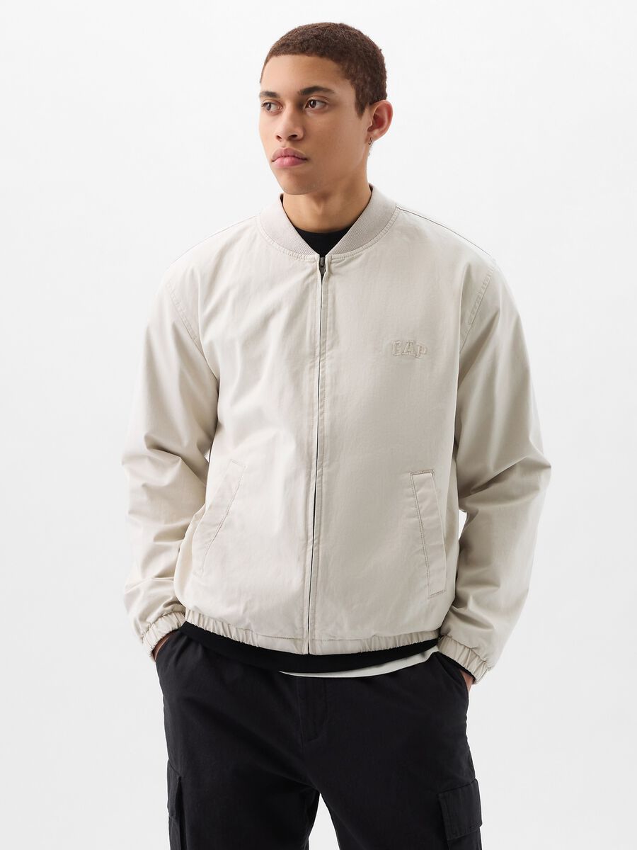 Cotton bomber jacket with logo embroidery Man_1