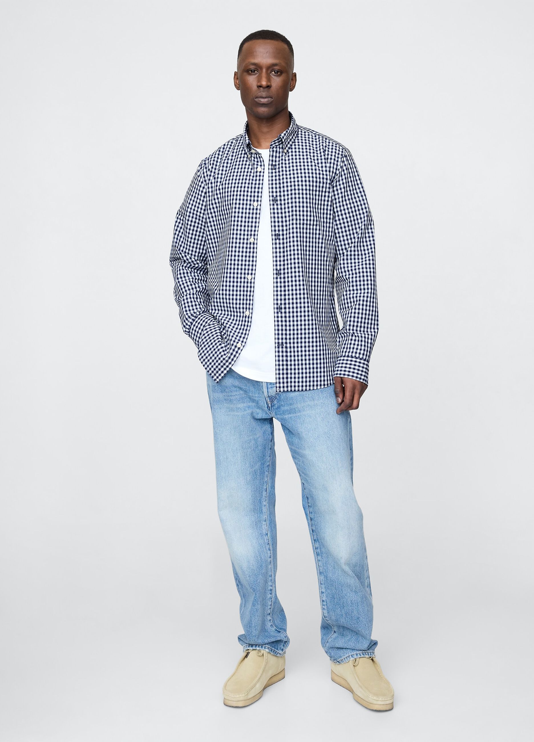 Camicia a quadri blu navy_1