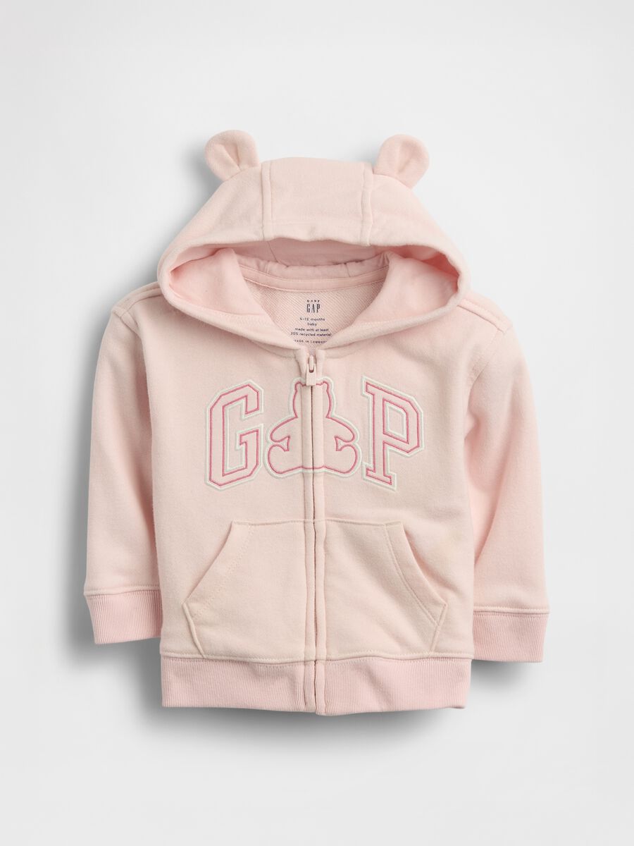 Felpa con cappuccio e logo in misto cotone Neonato_0