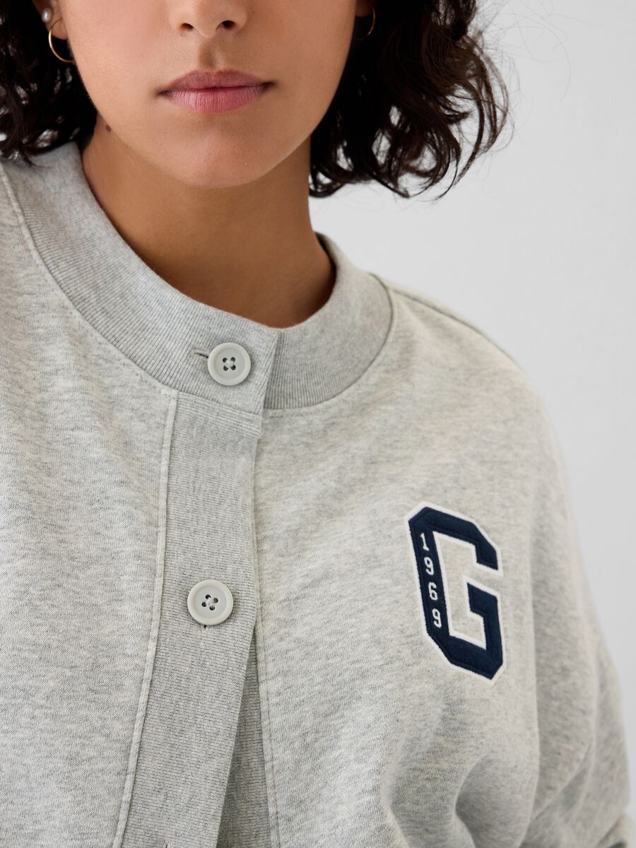 Felpa over con bottoni ricamo logo Donna_3