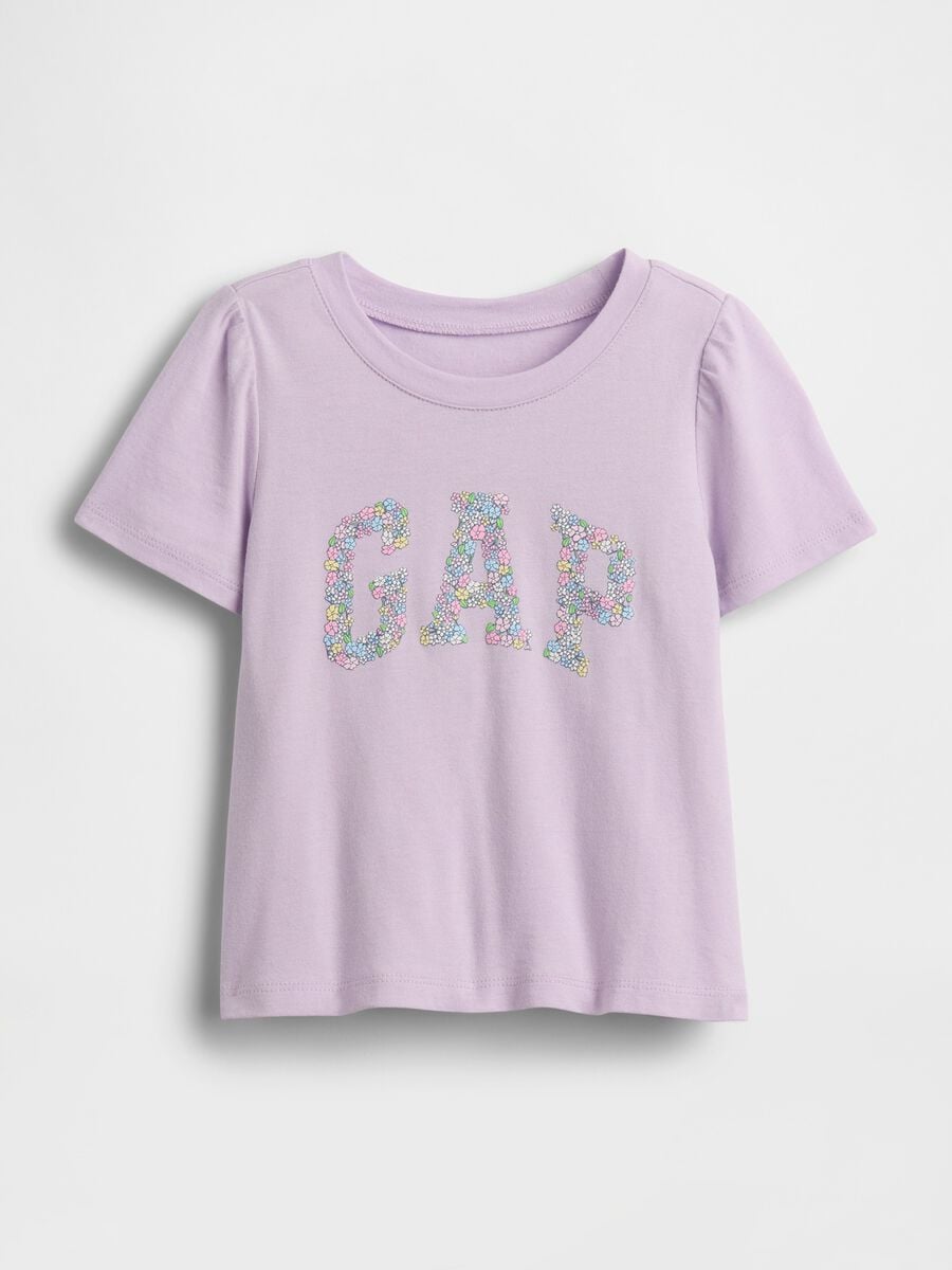 T-shirt a maniche corte in puro cotone con logo GAP Bimba_0