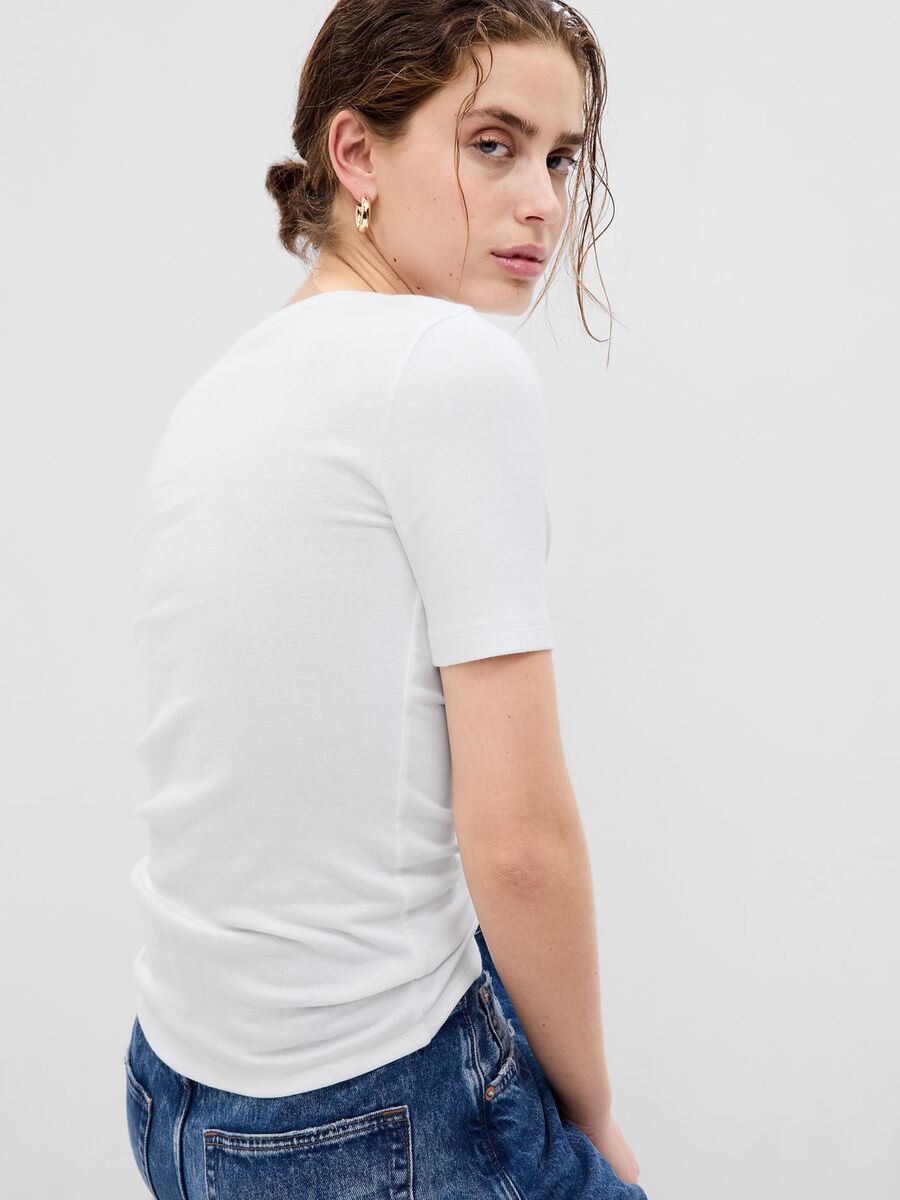 T-shirt girocollo in cotone e modal stretch Donna_3