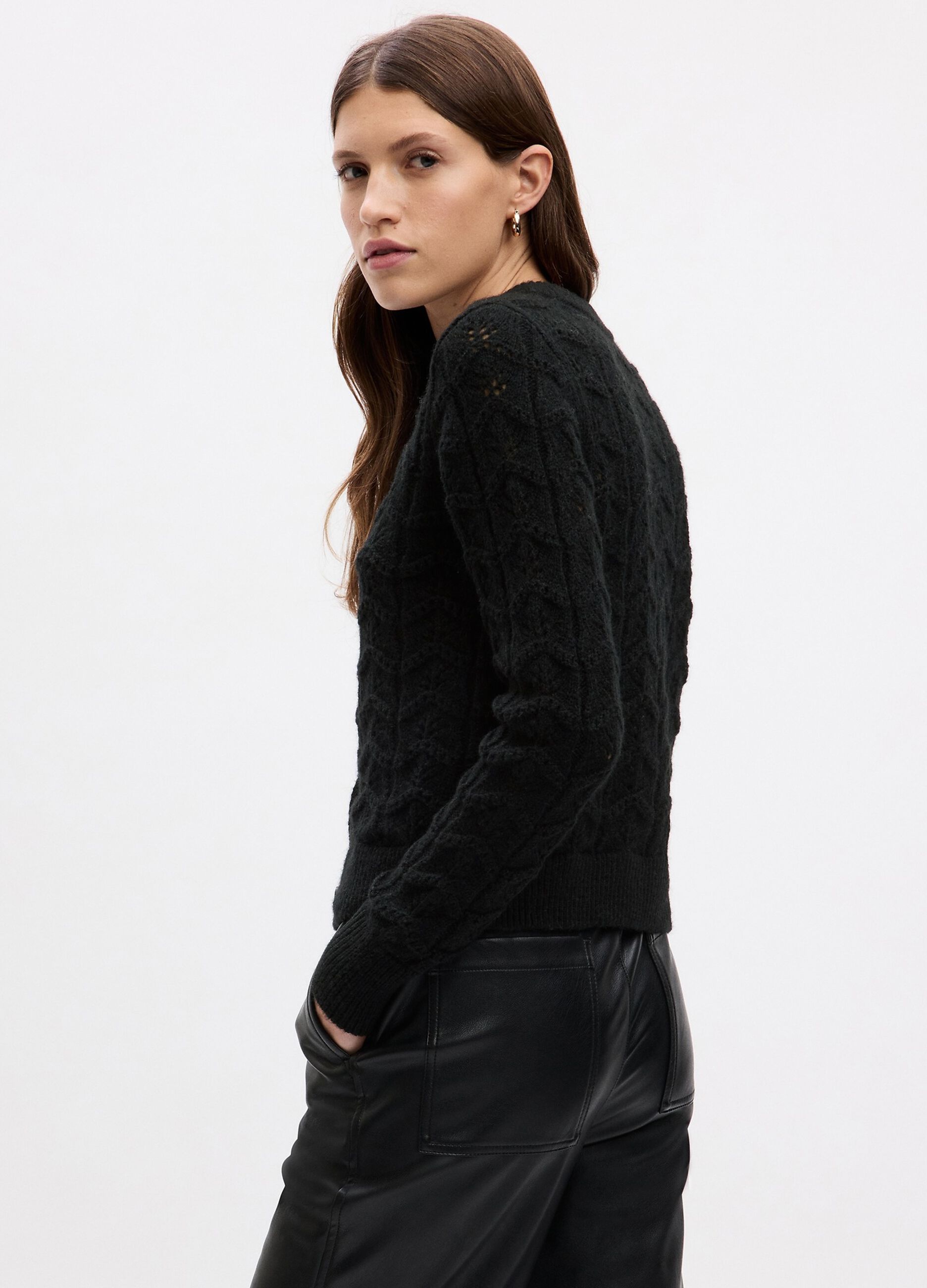Cardigan con lavorazione pointelle_1