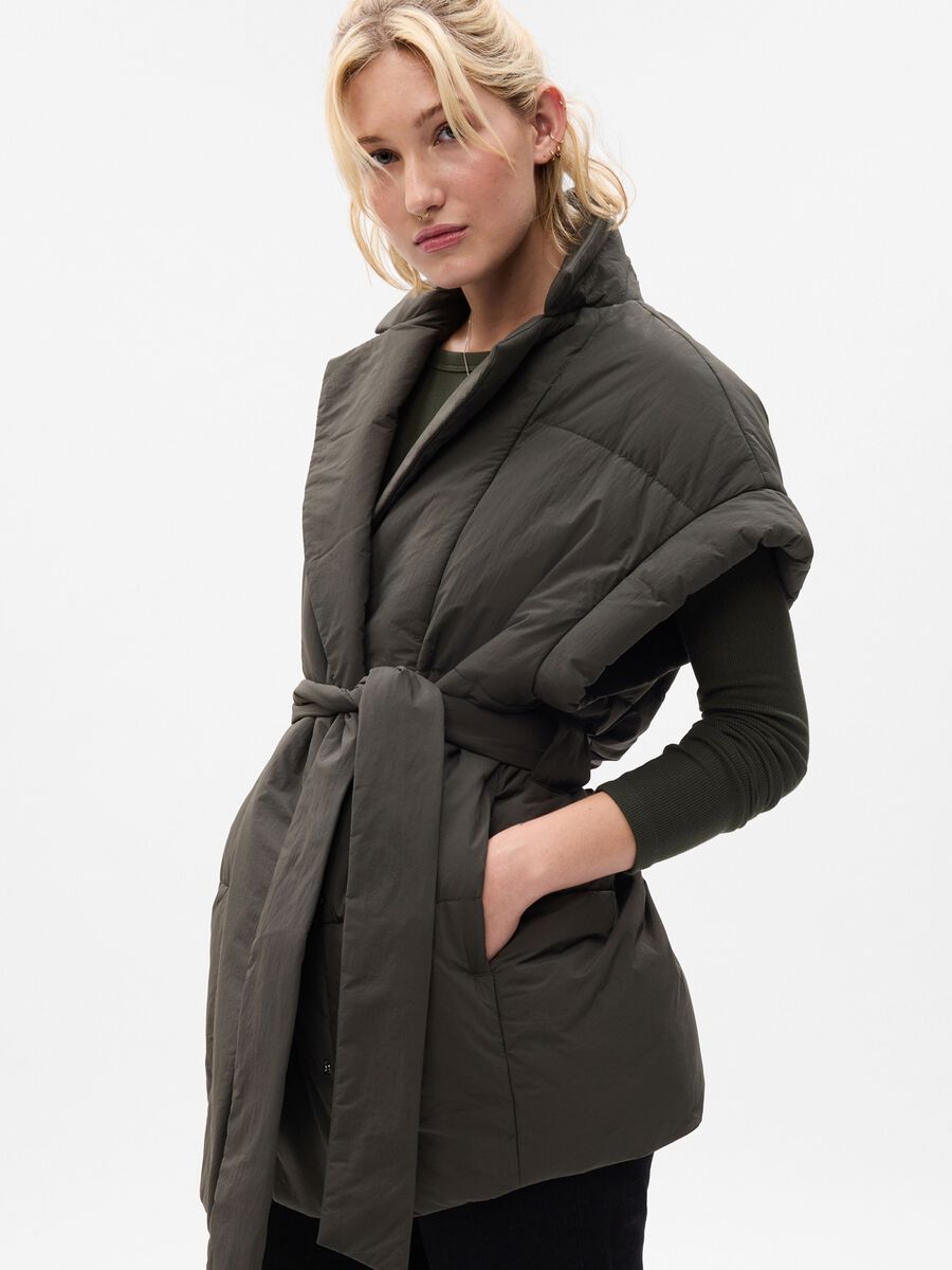 Sleeveless down jacket with belt Woman_0