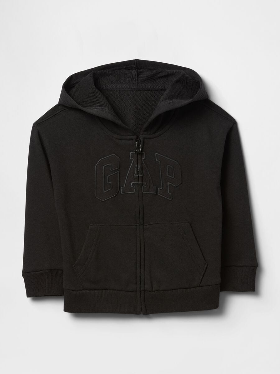 Felpa con logo GAP, cappuccio e zip in misto cotone Bimbo_0
