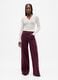 Pantaloni wide leg viola in cotone elasticizzato_0