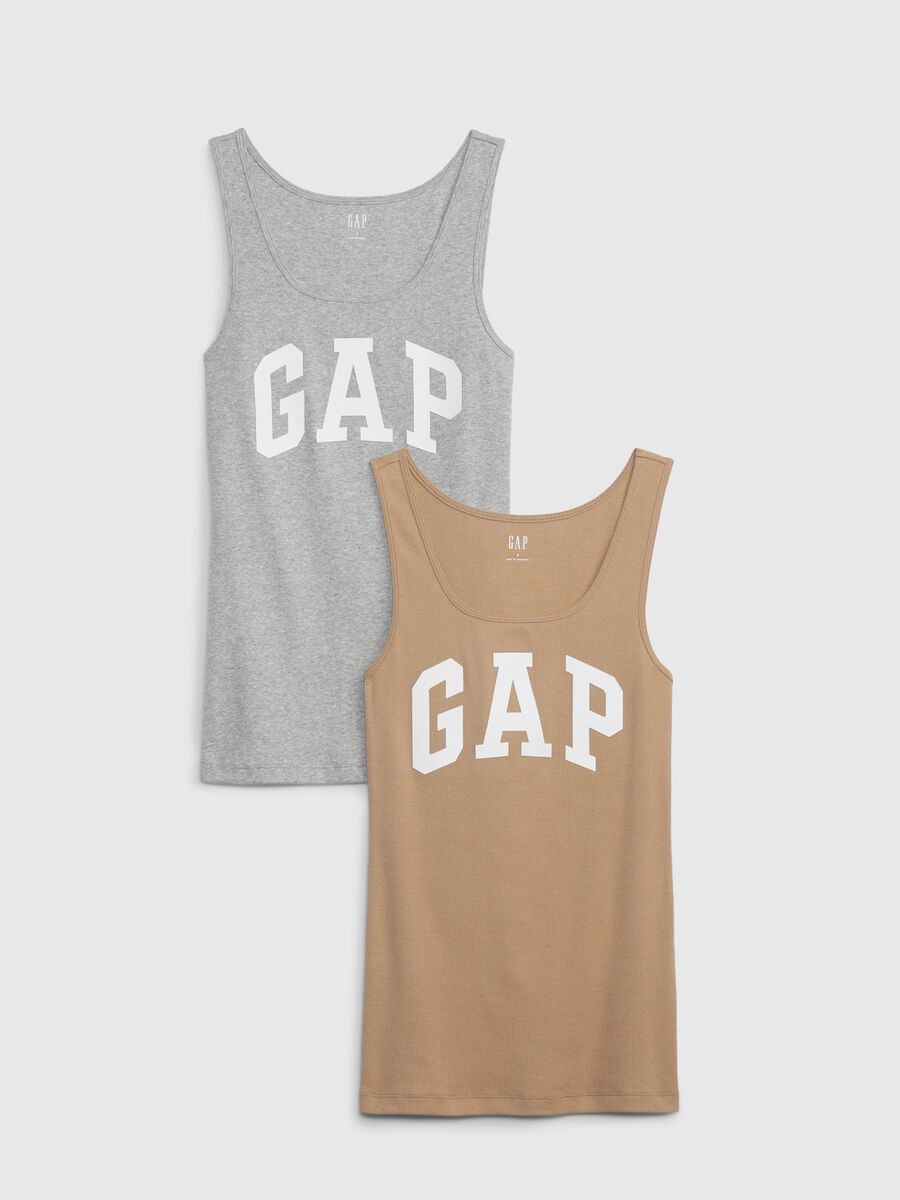 Bipack tank top con stampa logo Donna_0